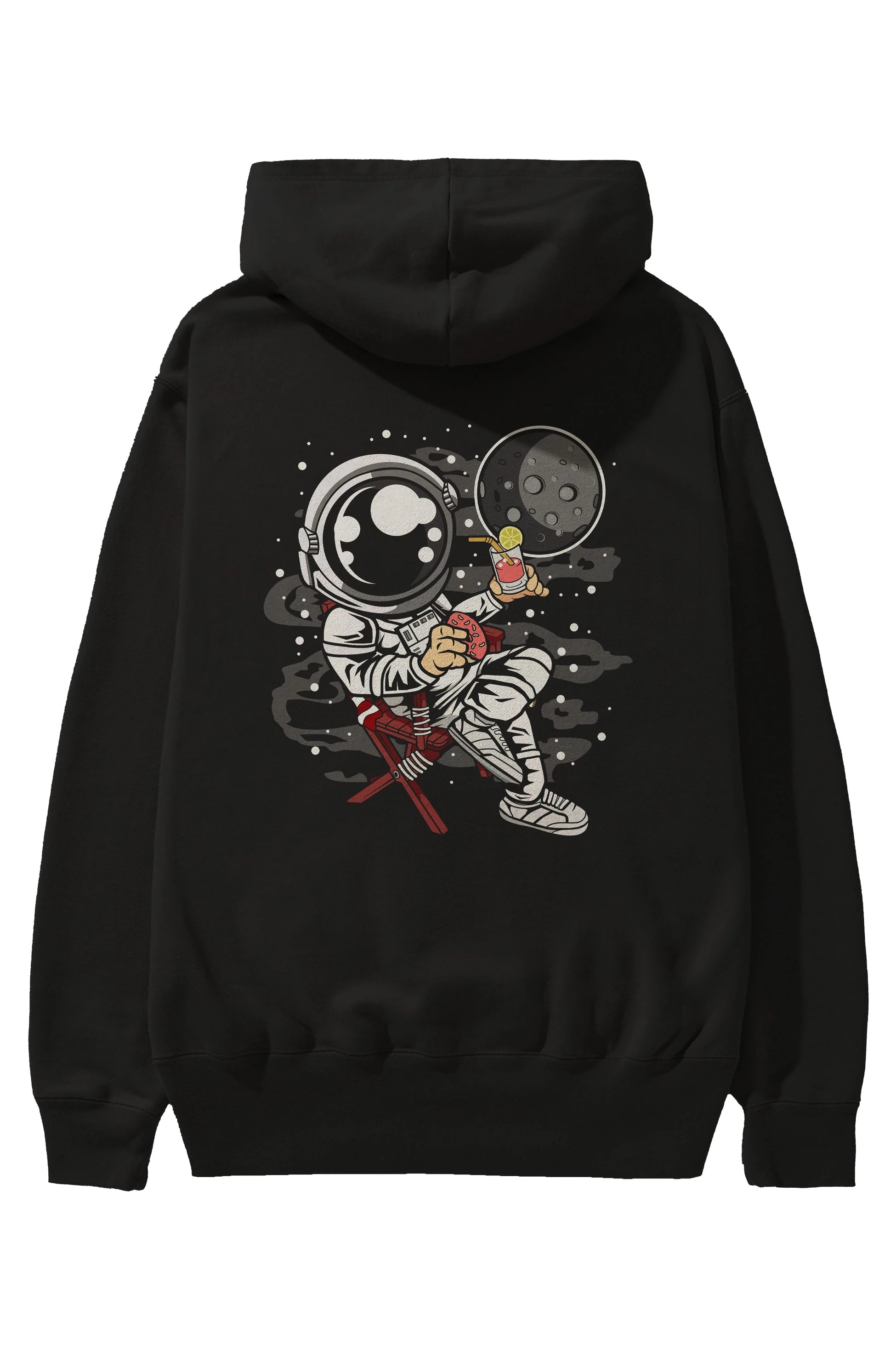 Holiday Astronaut Arka Baskılı Hoodie Oversize Kapüşonlu Sweatshirt Erkek Kadın Unisex