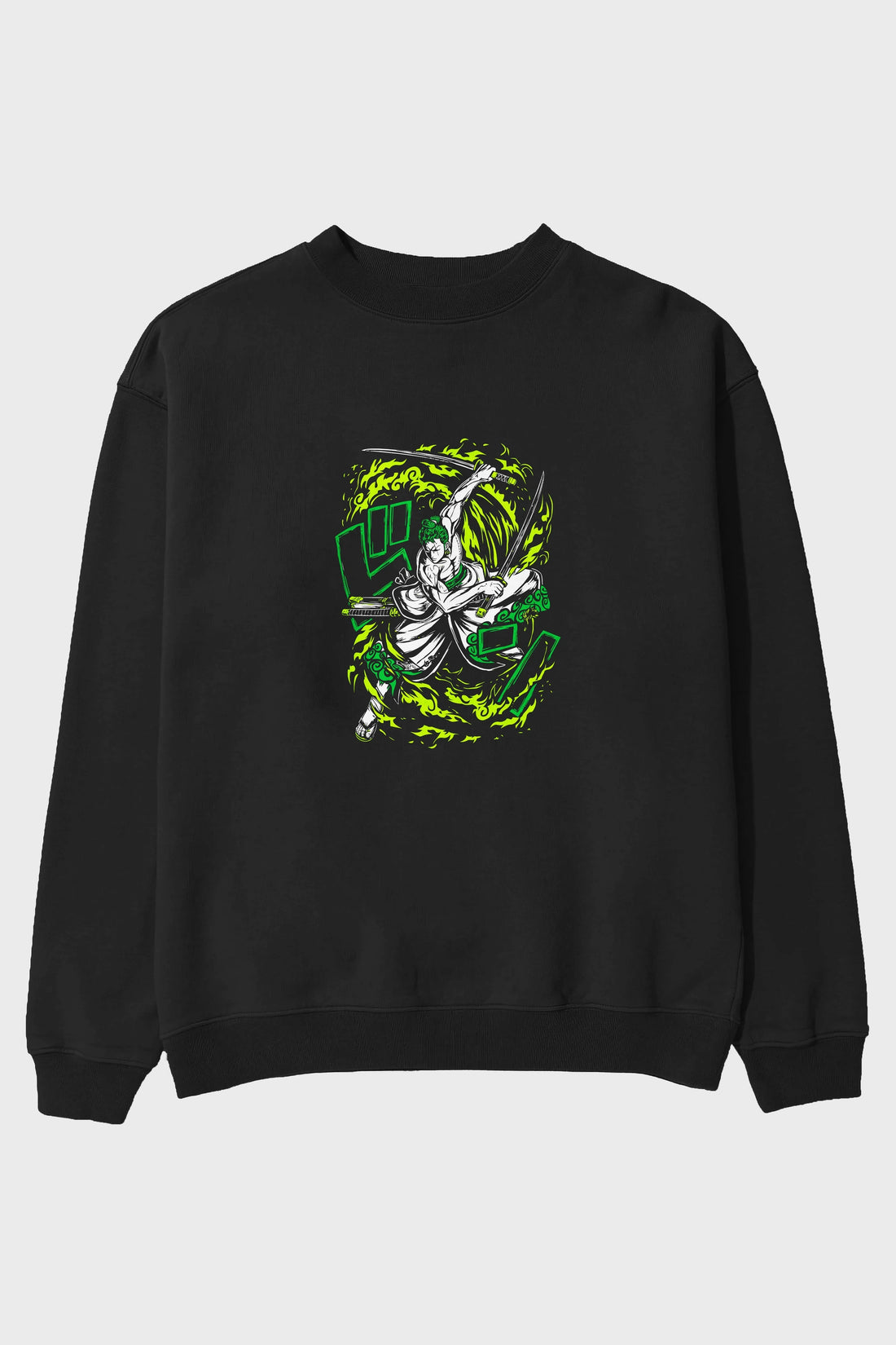 ZORO-ONE PIECE (2) Anime Ön Baskılı Oversize Sweatshirt Erkek Kadın Unisex