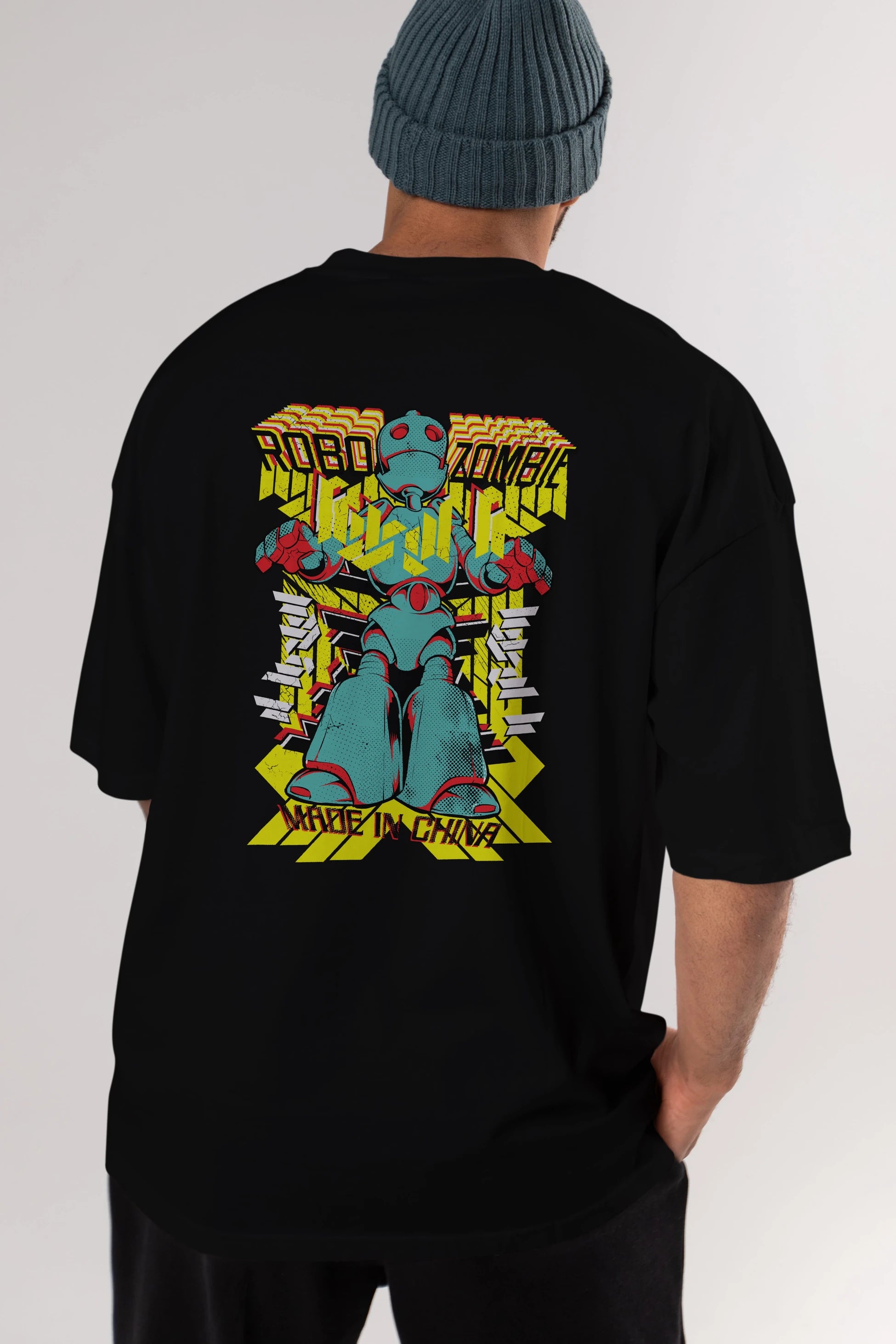 Robo Zombie Arka Baskılı Oversize t-shirt Erkek Kadın Unisex