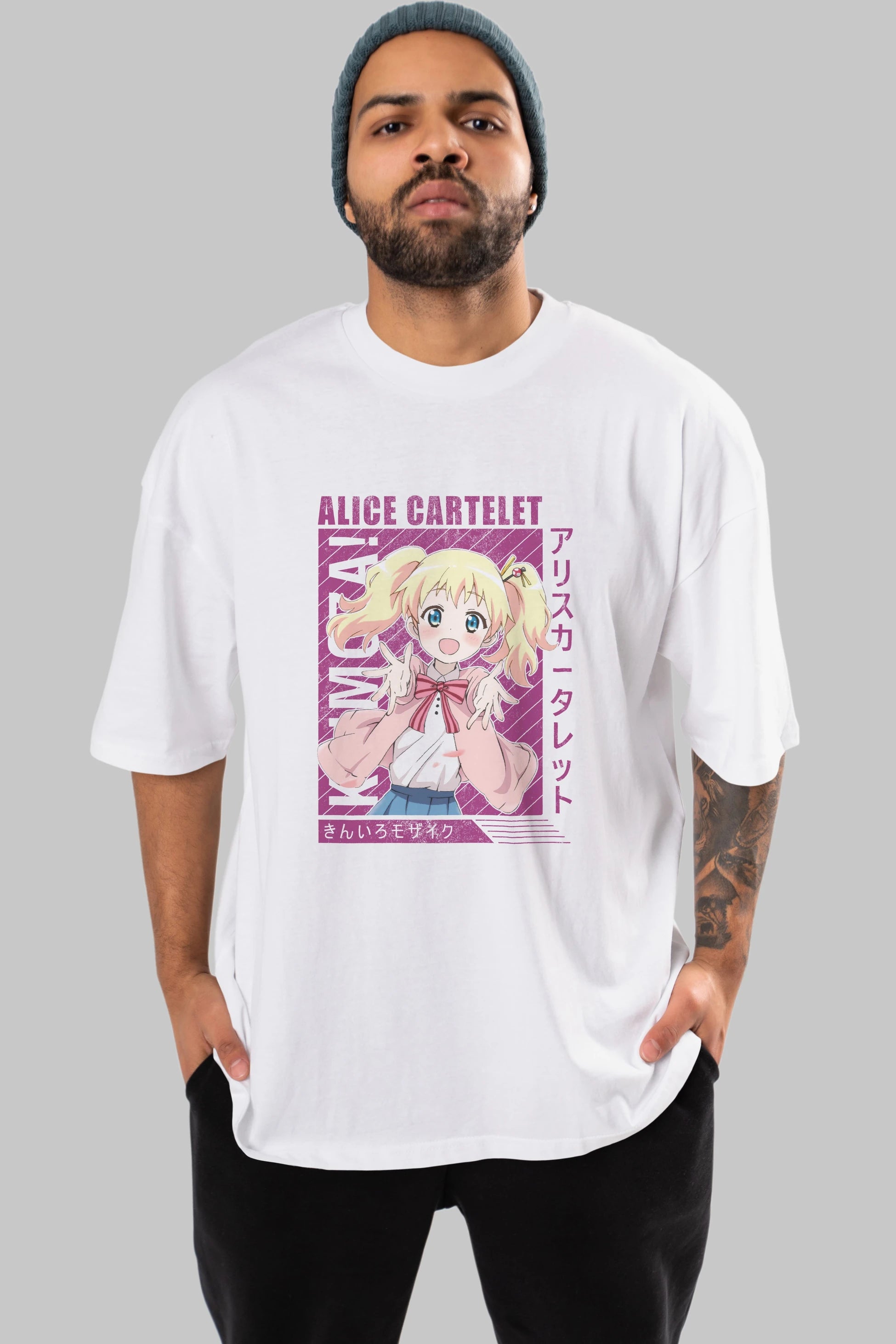 Alice Cartelet 12 Anime Ön Baskılı Oversize t-shirt %100 pamuk Erkek Kadın Unisex
