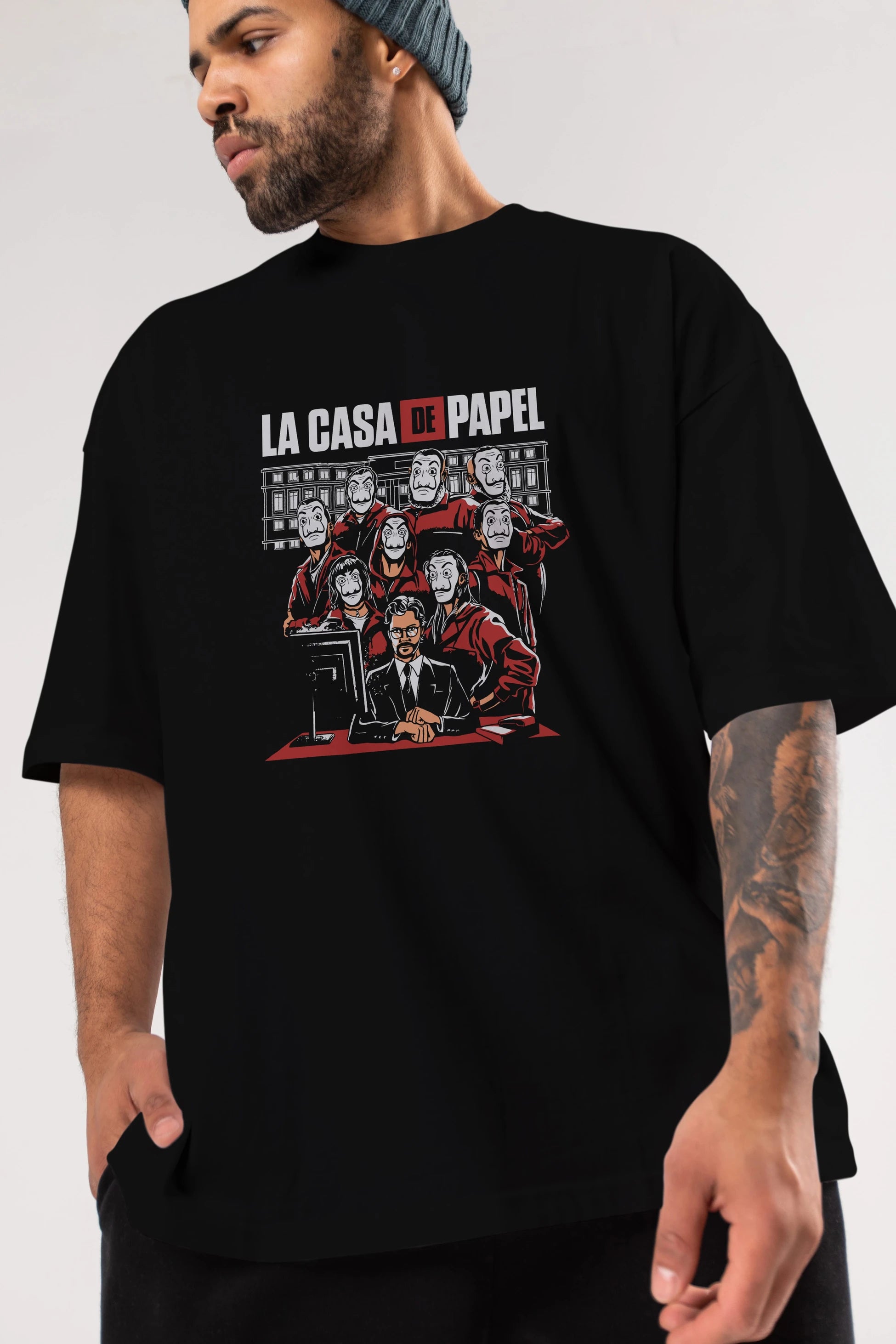 La Casa De Papel (5) Ön Baskılı Oversize t-shirt Erkek Kadın Unisex %100 Pamuk Bisiklet Yaka tişort