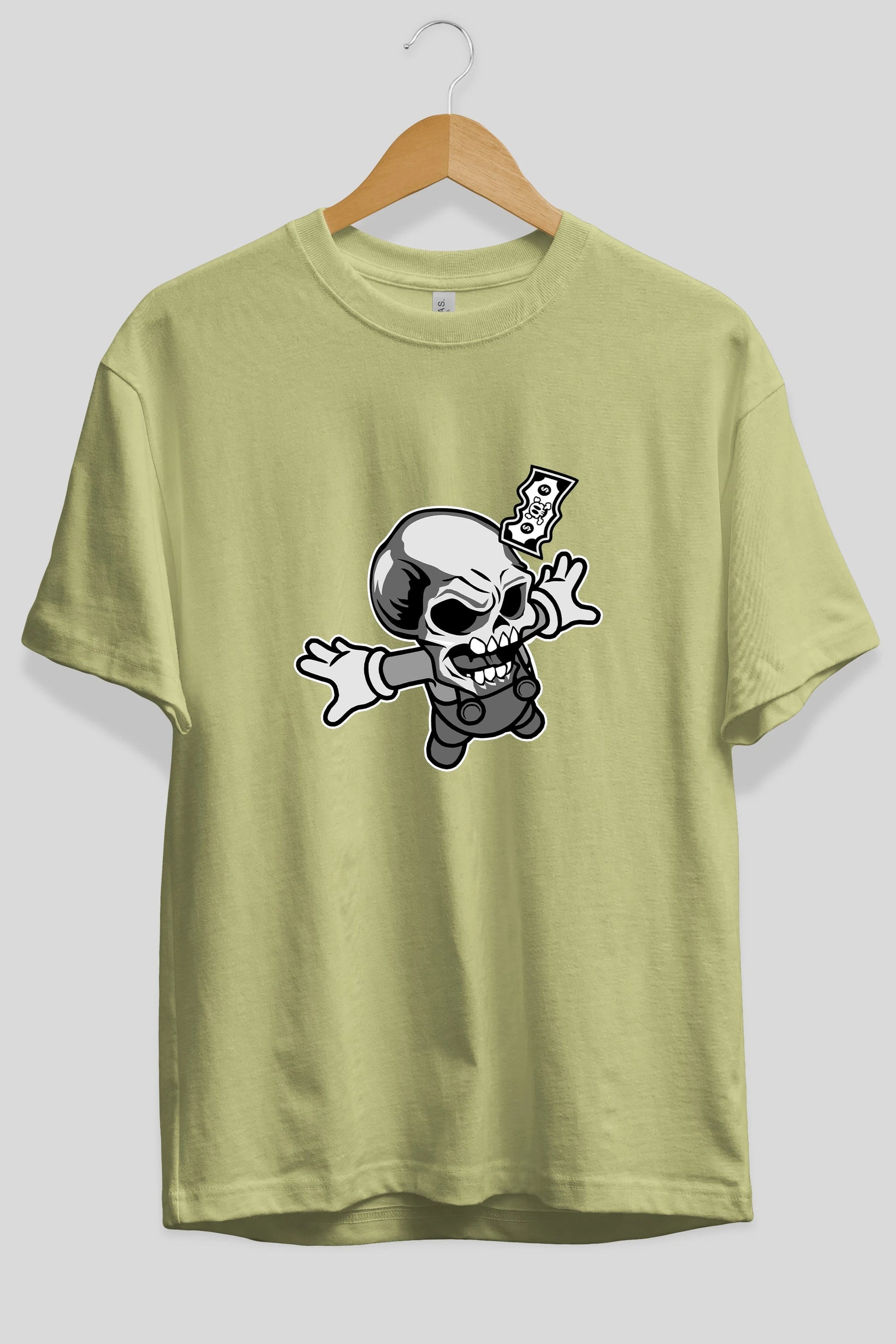 Skull Drowning Ön Baskılı Oversize t-shirt Erkek Kadın Unisex %100 Pamuk tişort