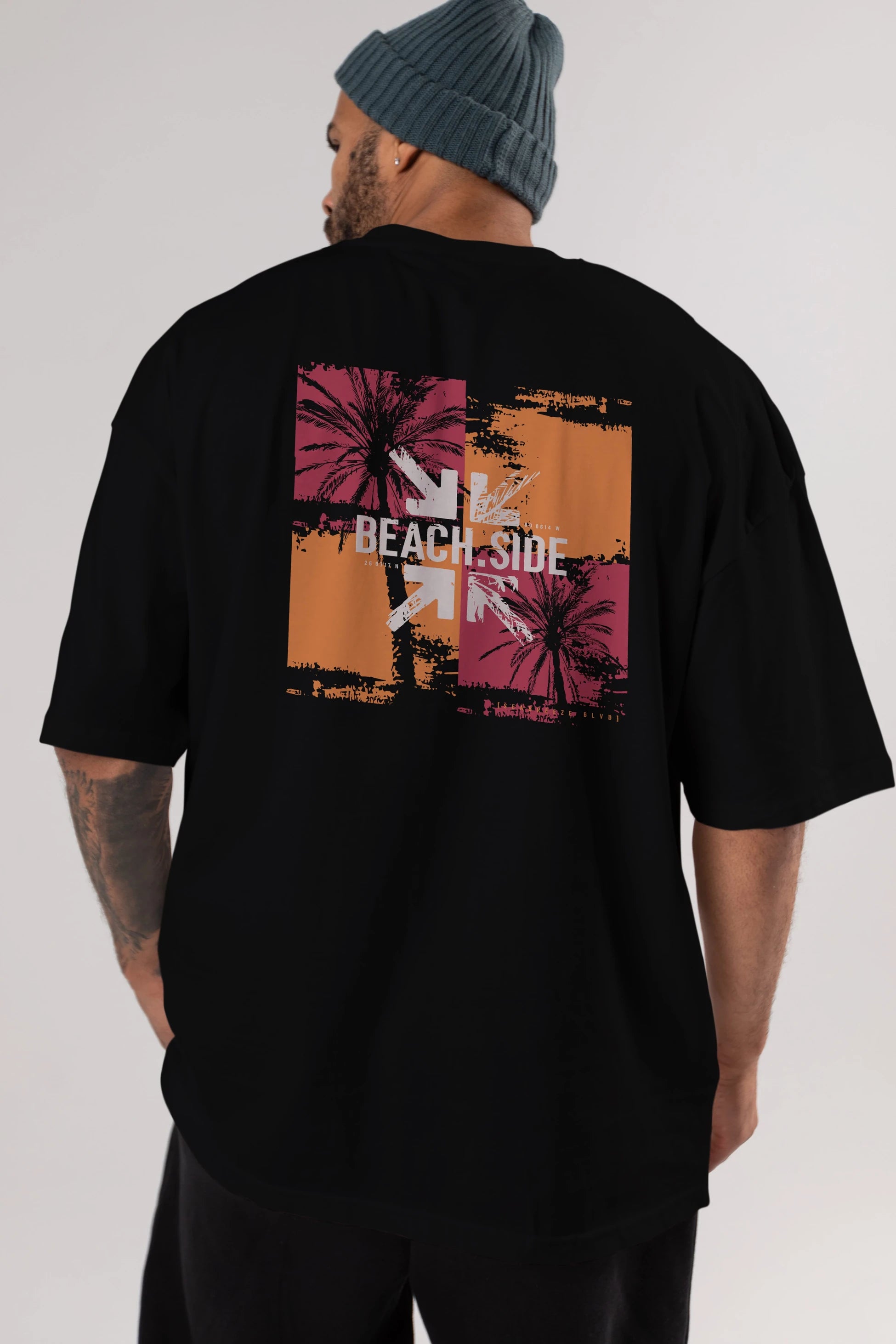 Beach Side Arka Baskılı Oversize t-shirt Erkek Kadın Unisex