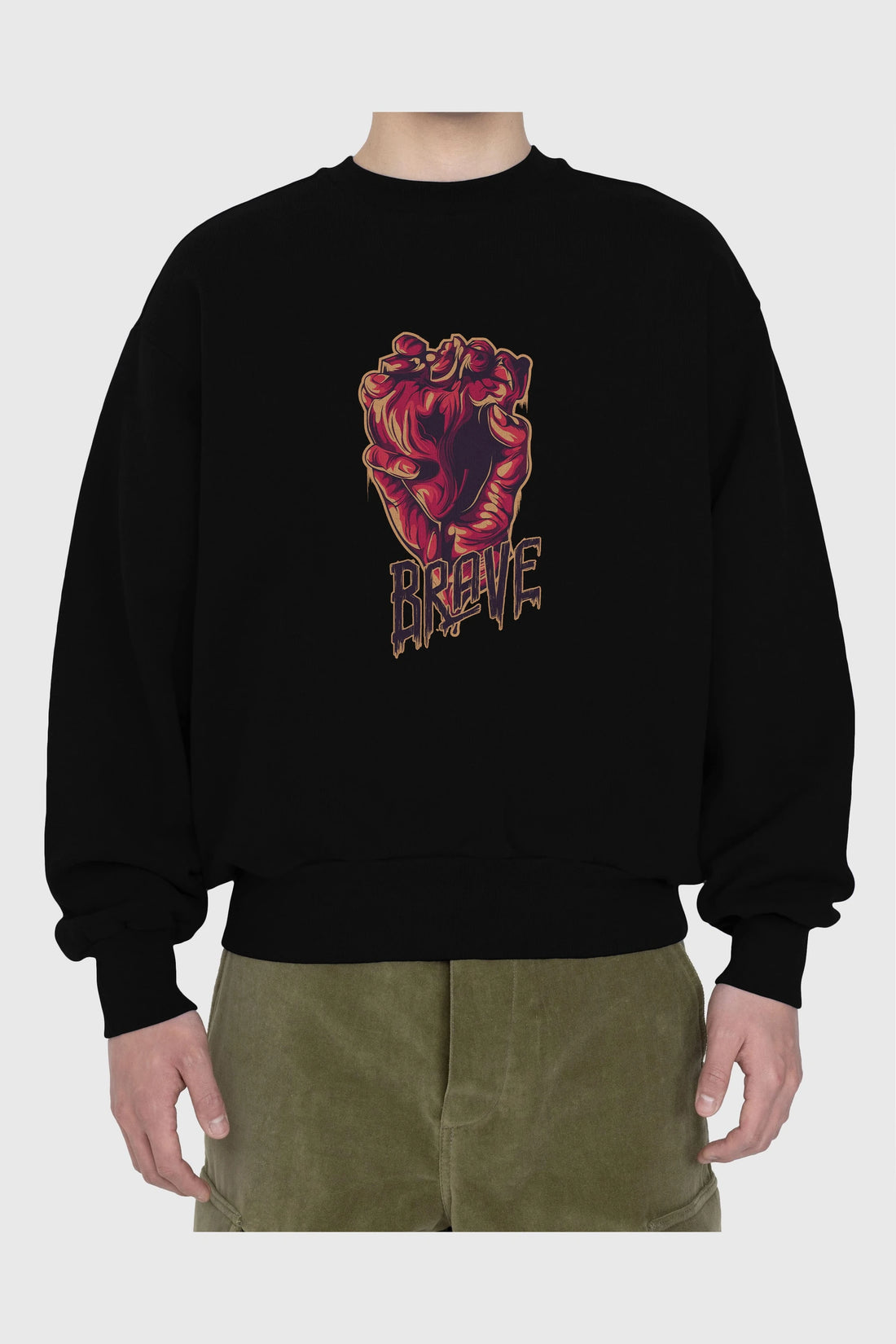 Brave Streetwear Ön Baskılı Oversize Sweatshirt Erkek Kadın Unisex