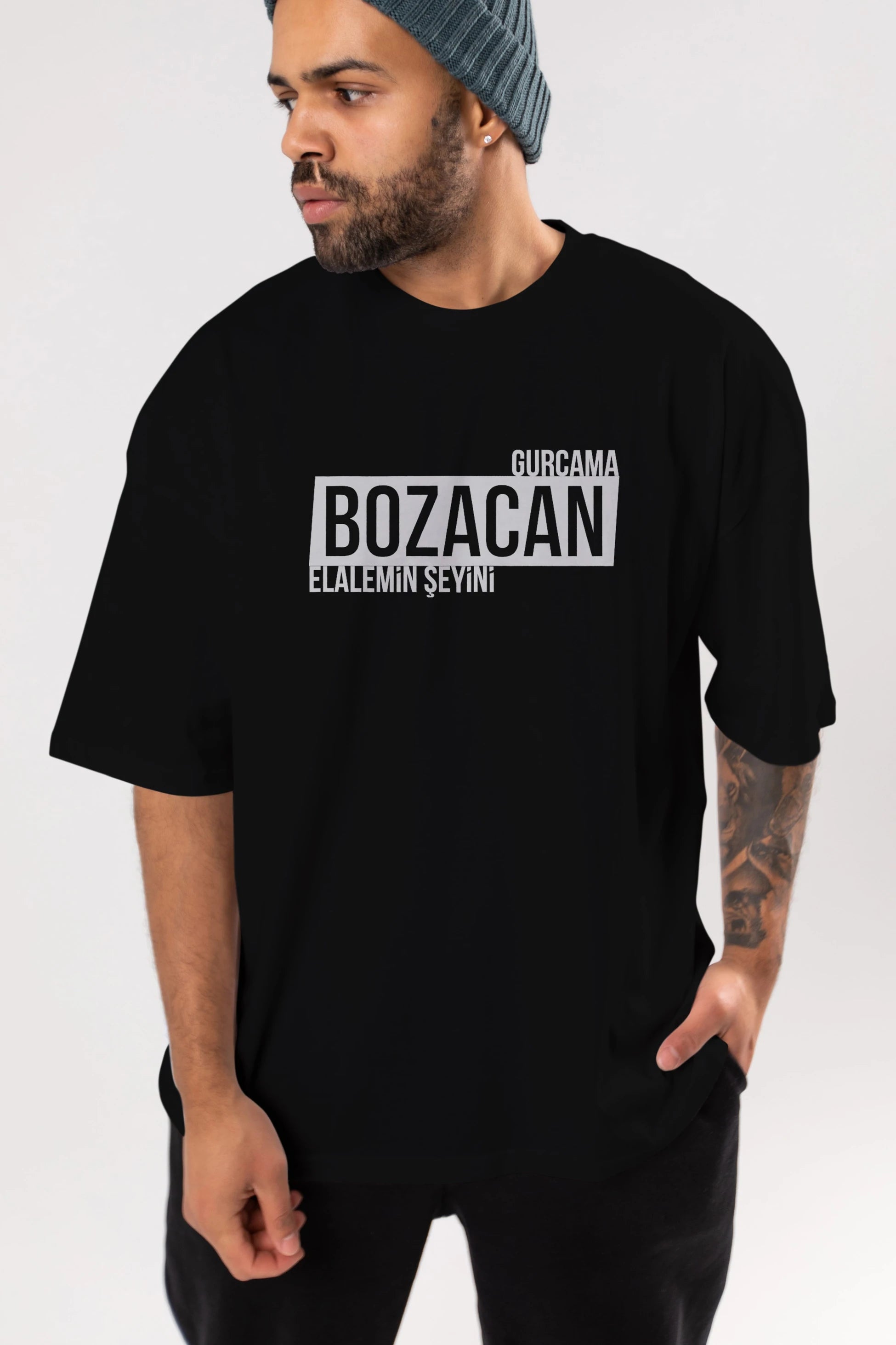 Gurcama Bozacan Elalemin Ön Baskılı Oversize t-shirt %100 pamuk Erkek Kadın Unisex