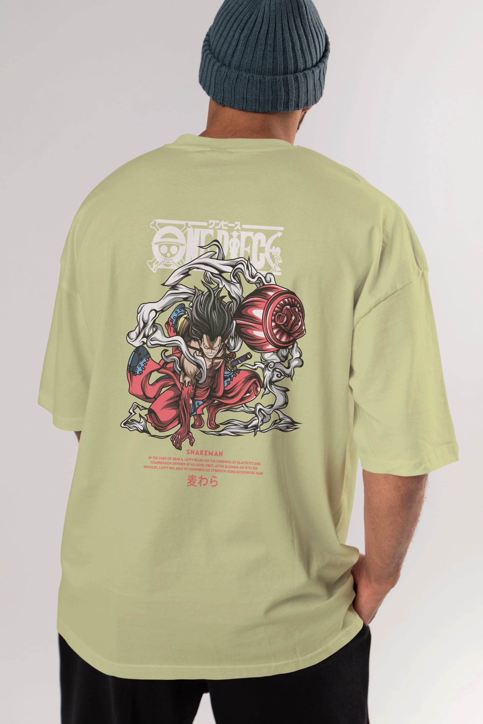 One Piece Snakeman Anime Arka Baskılı Oversize t-shirt Erkek Kadın Unisex