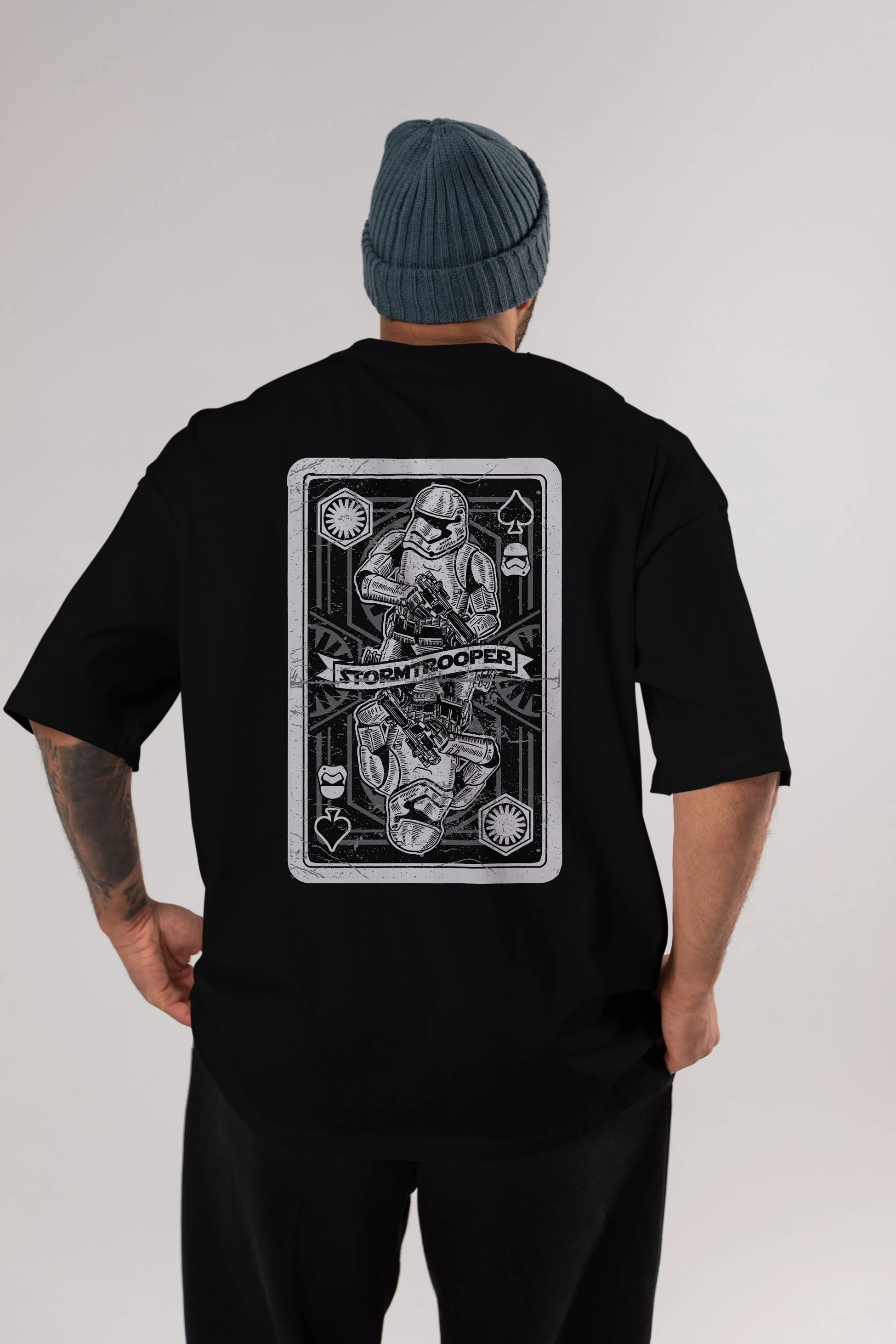 Stormtrooper Playing Card Arka Baskılı Oversize t-shirt Erkek Kadın Unisex %100 Pamuk