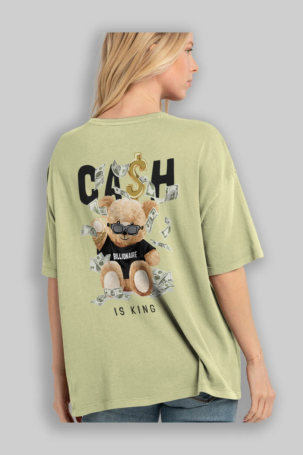 Teddy Bear Billionaire Arka Baskılı Oversize t-shirt Erkek Kadın Unisex %100 Pamuk