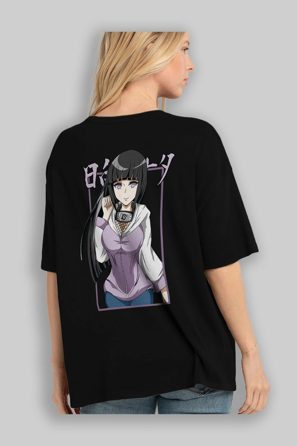 Hinata NARUTO Anime Arka Baskılı Oversize t-shirt Erkek Kadın Unisex