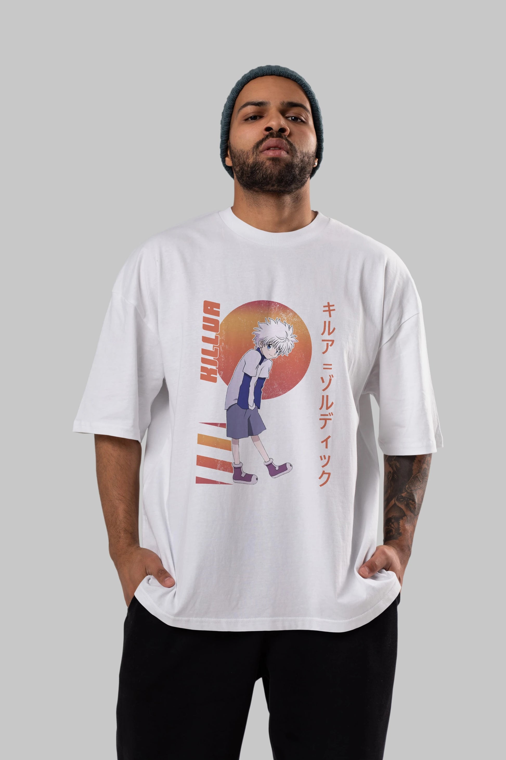 Killua Zoldyck 5 2 Anime Ön Baskılı Oversize t-shirt %100 pamuk Erkek Kadın Unisex