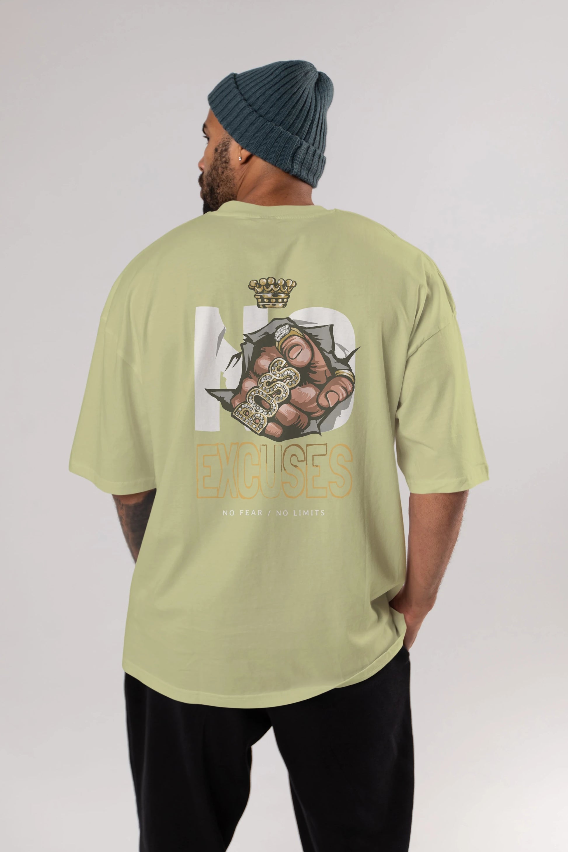 No Excuses Arka Baskılı Oversize t-shirt Erkek Kadın Unisex