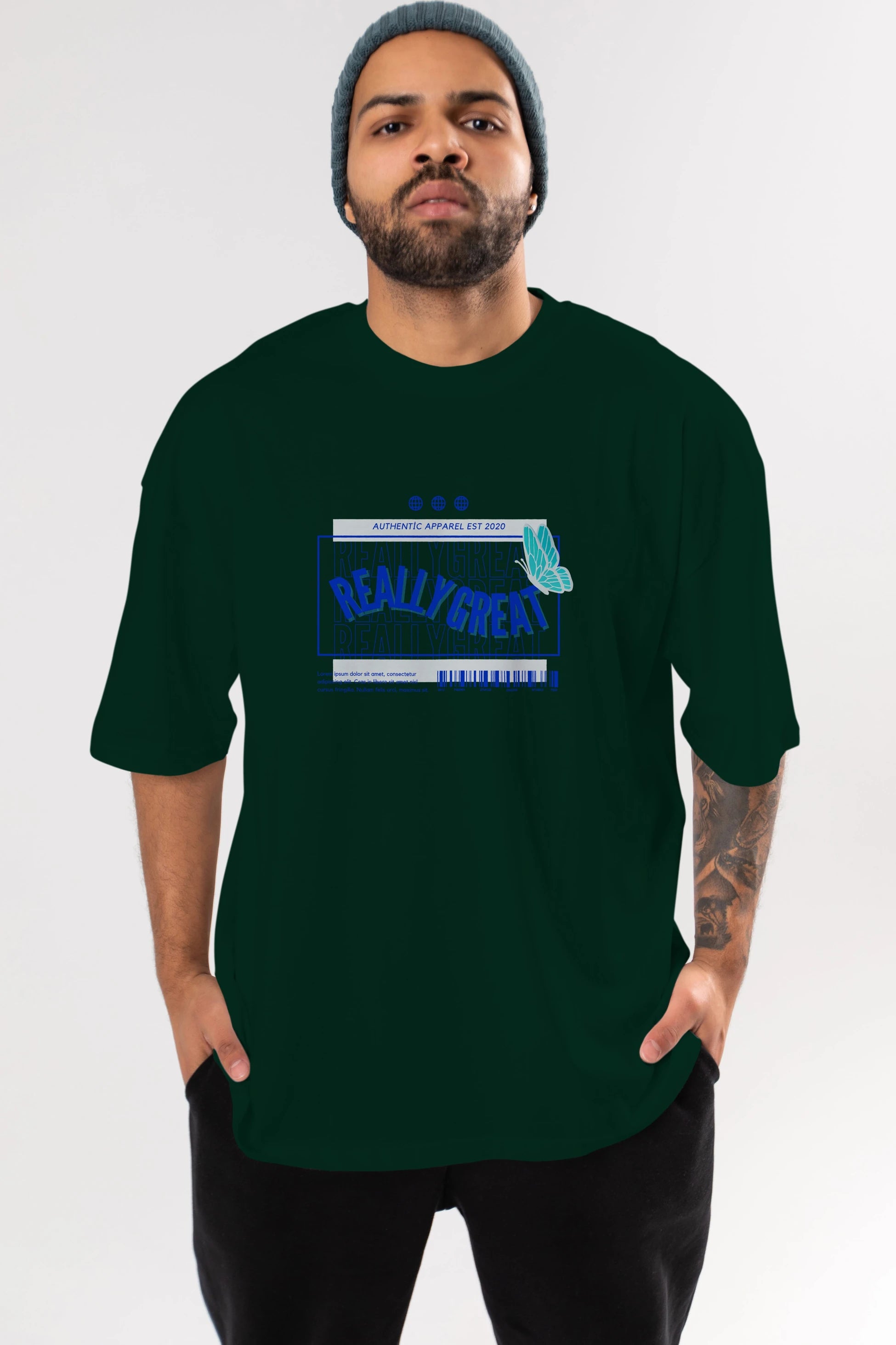 Really Great Yazılı Ön Baskılı Oversize t-shirt Erkek Kadın Unisex