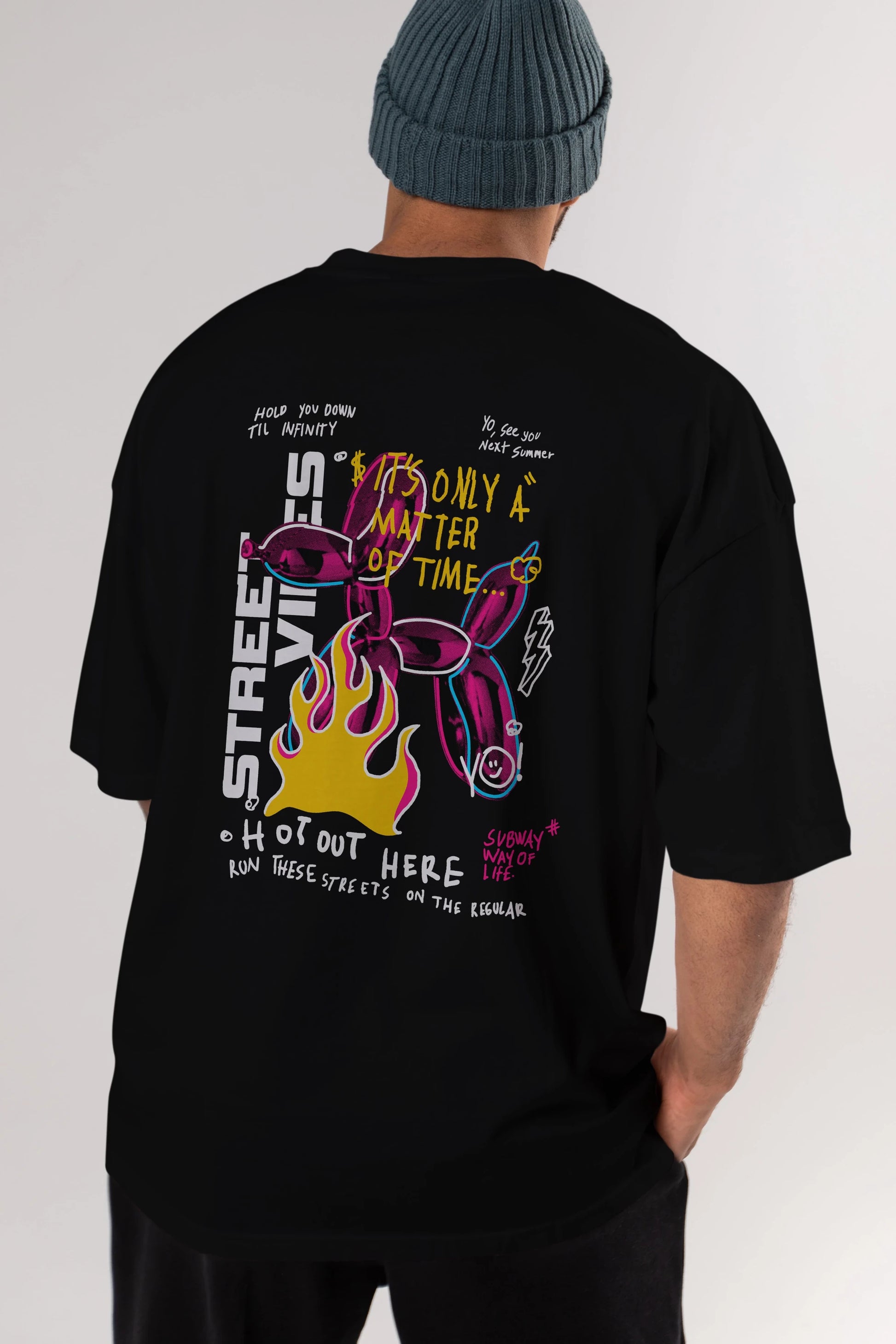 Street Vibes Arka Baskılı Oversize t-shirt Erkek Kadın Unisex