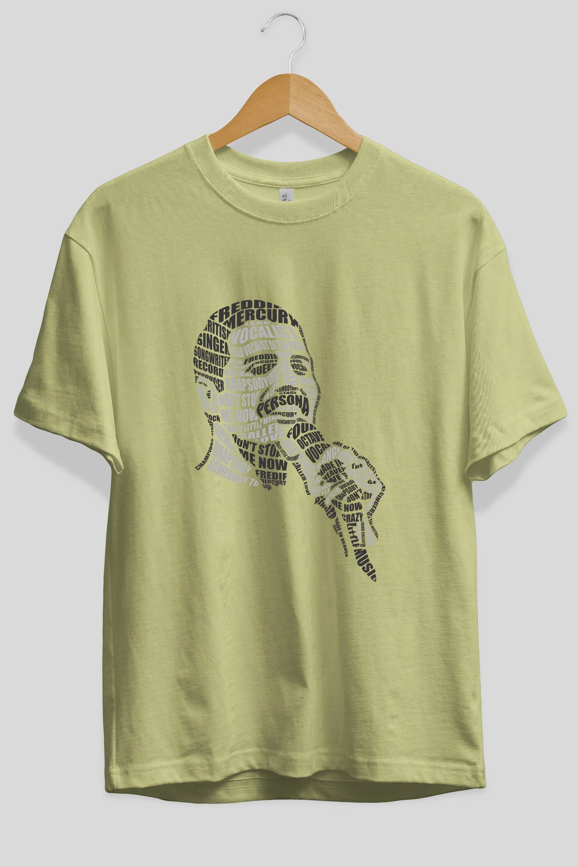 Freddy Mercuri Calligram Ön Baskılı Oversize t-shirt %100 pamuk Erkek Kadın Unisex