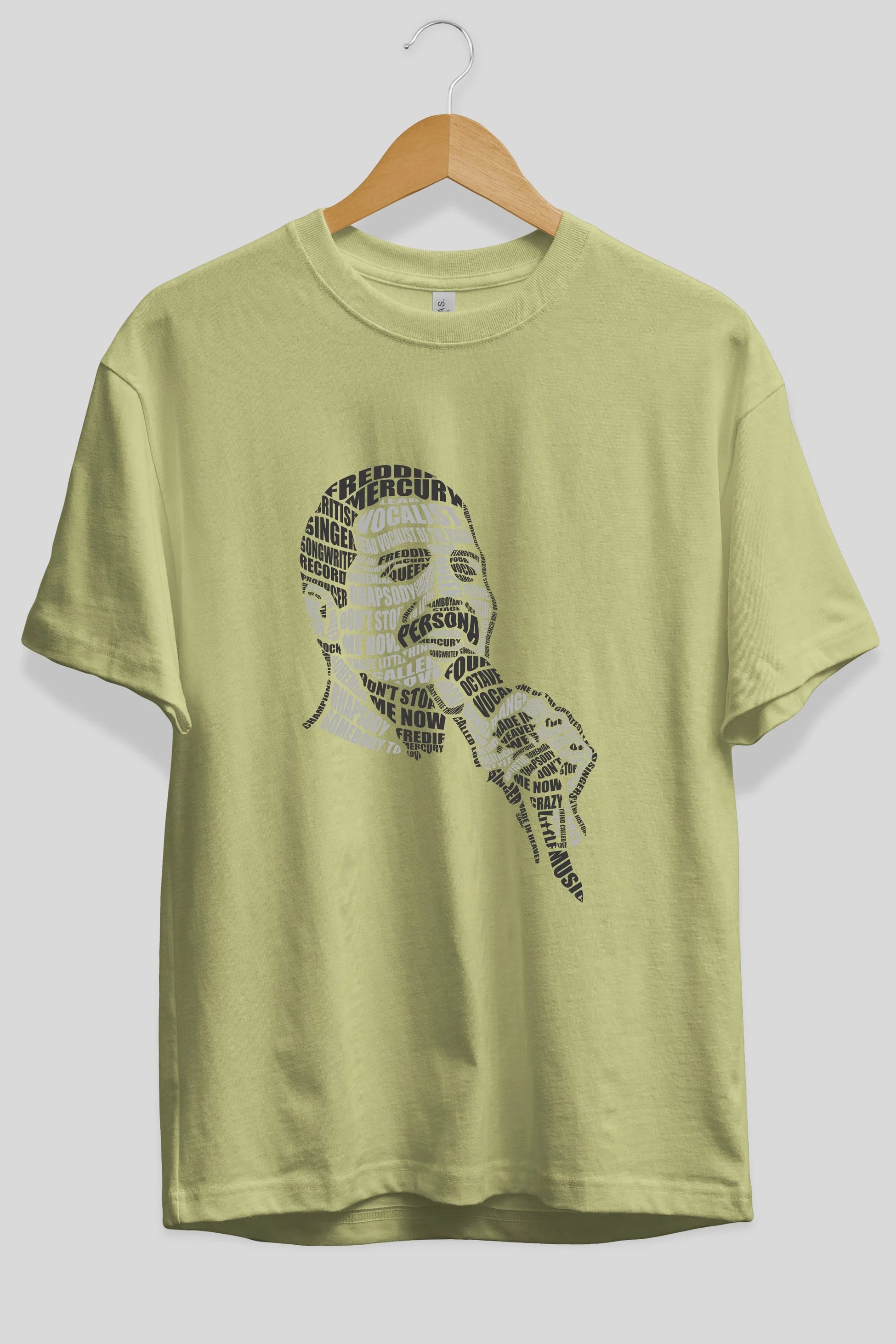 Freddy Mercuri Calligram Ön Baskılı Oversize t-shirt %100 pamuk Erkek Kadın Unisex