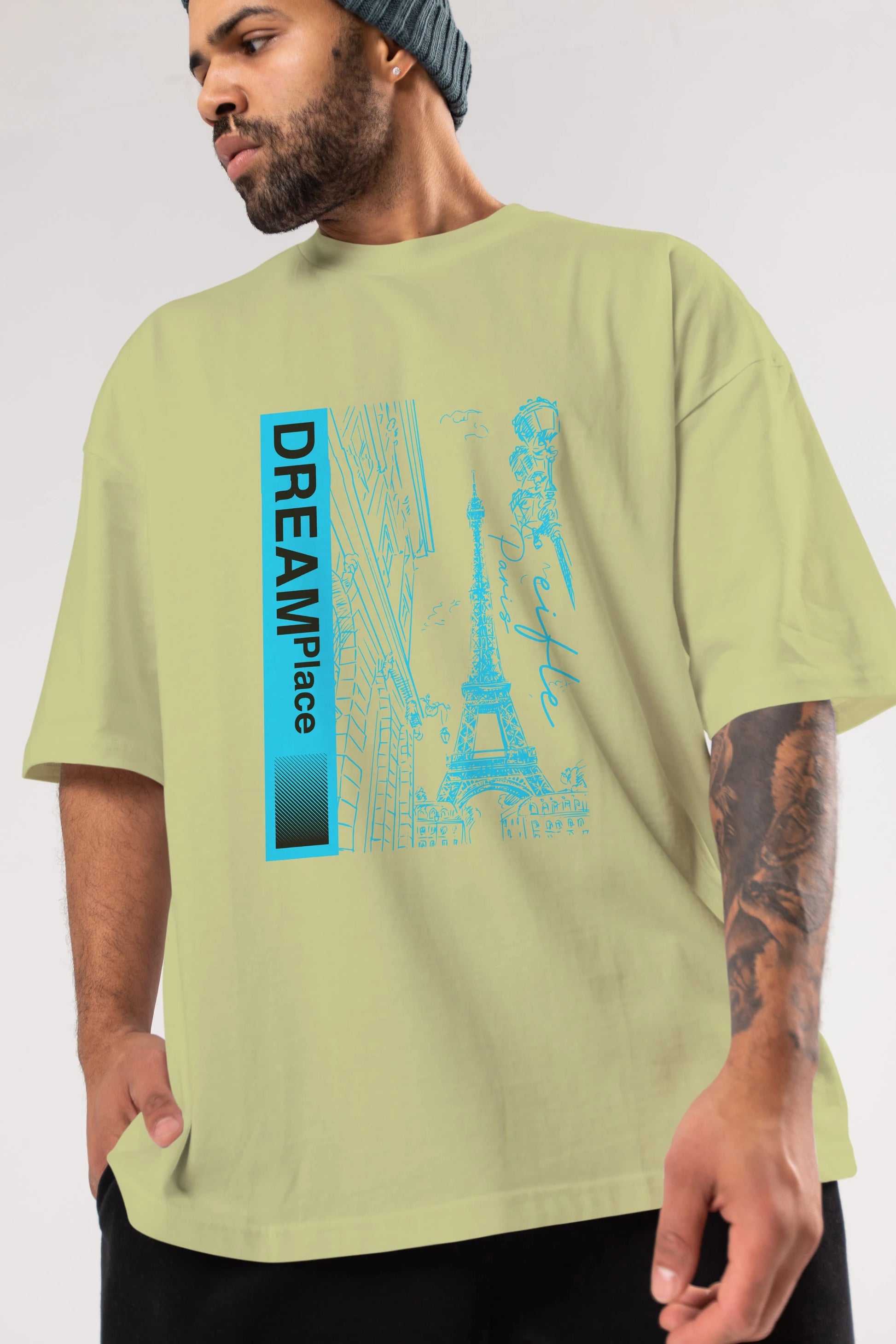 Dream Place Ön Baskılı Oversize t-shirt Erkek Kadın Unisex