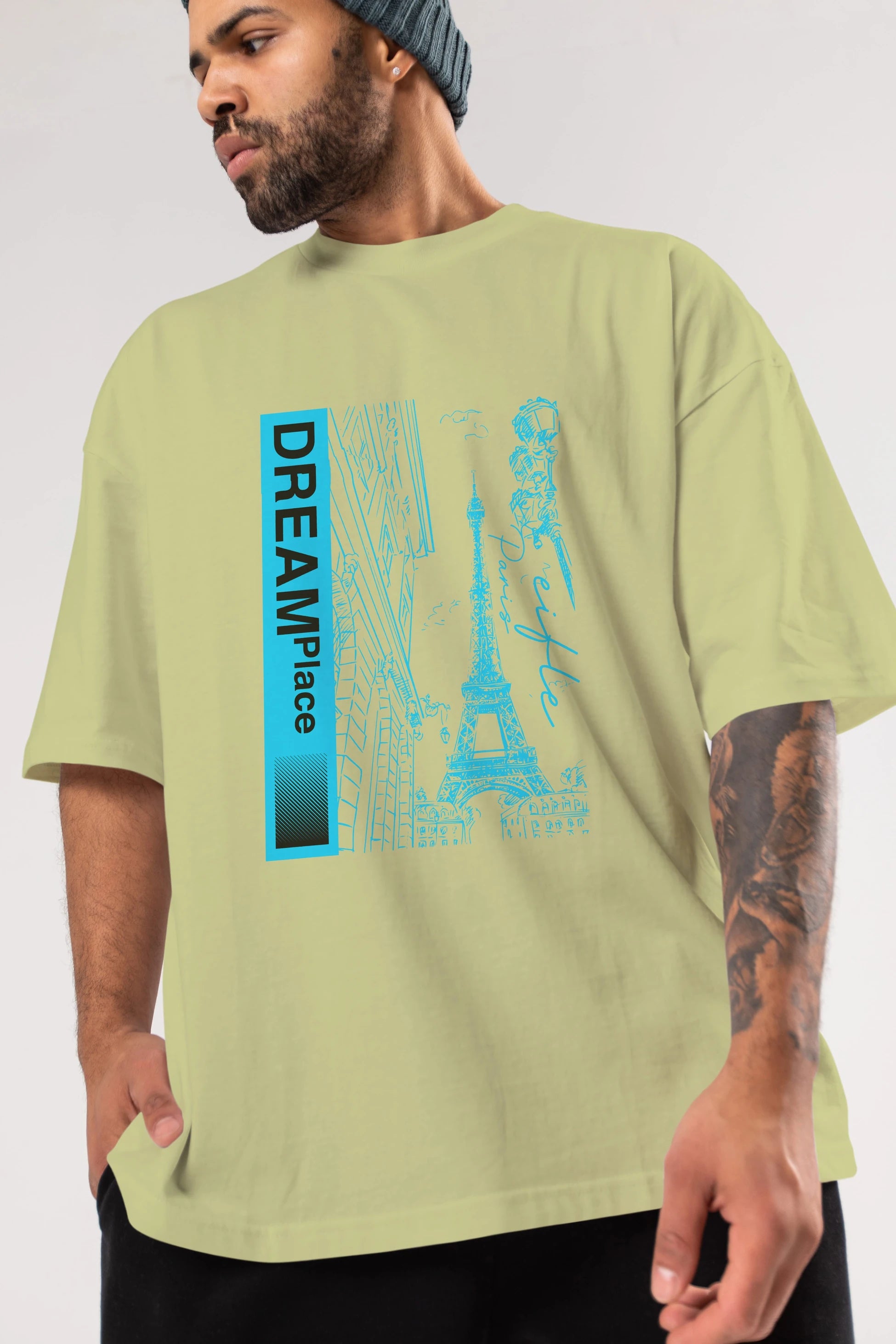 Dream Place Ön Baskılı Oversize t-shirt Erkek Kadın Unisex