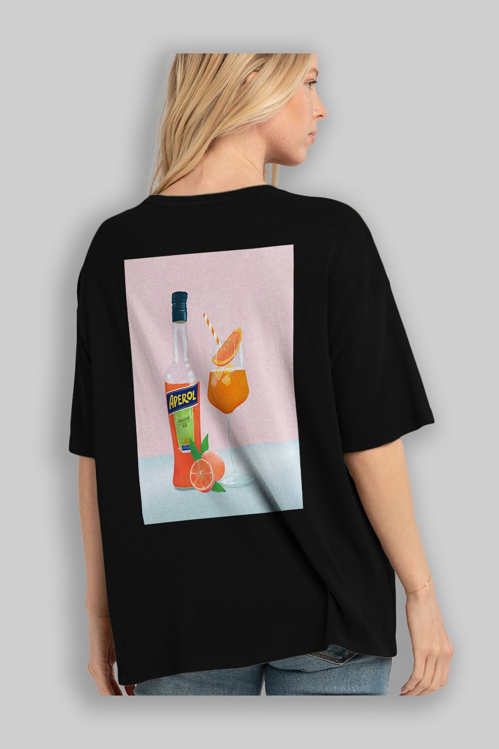 Aperol Spritz 3 Arka Baskılı Oversize t-shirt Erkek Kadın Unisex %100 Pamuk Bisiklet Yaka tişort