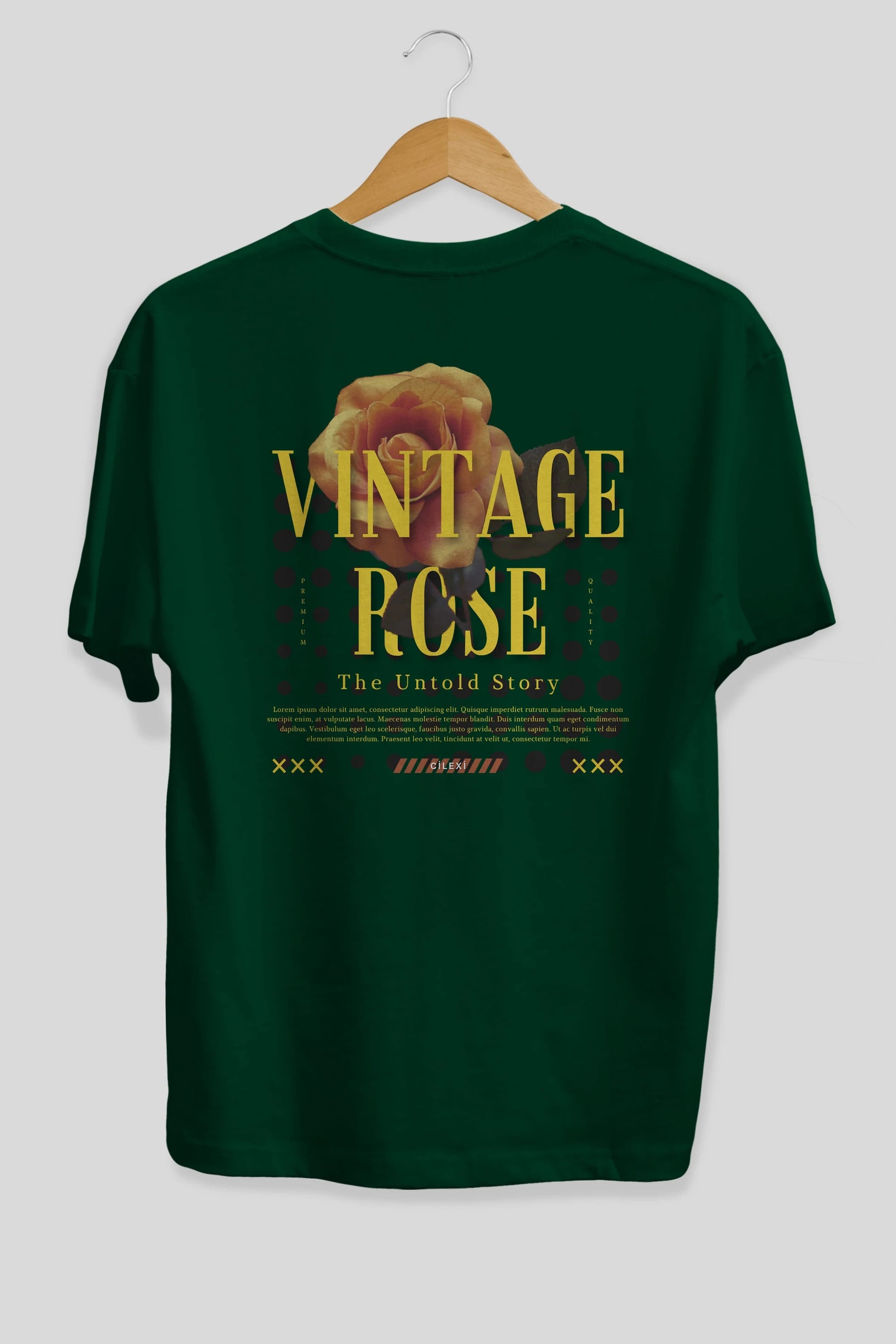 Vintage Rose Yazılı Arka Baskılı Oversize t-shirt Erkek Kadın Unisex