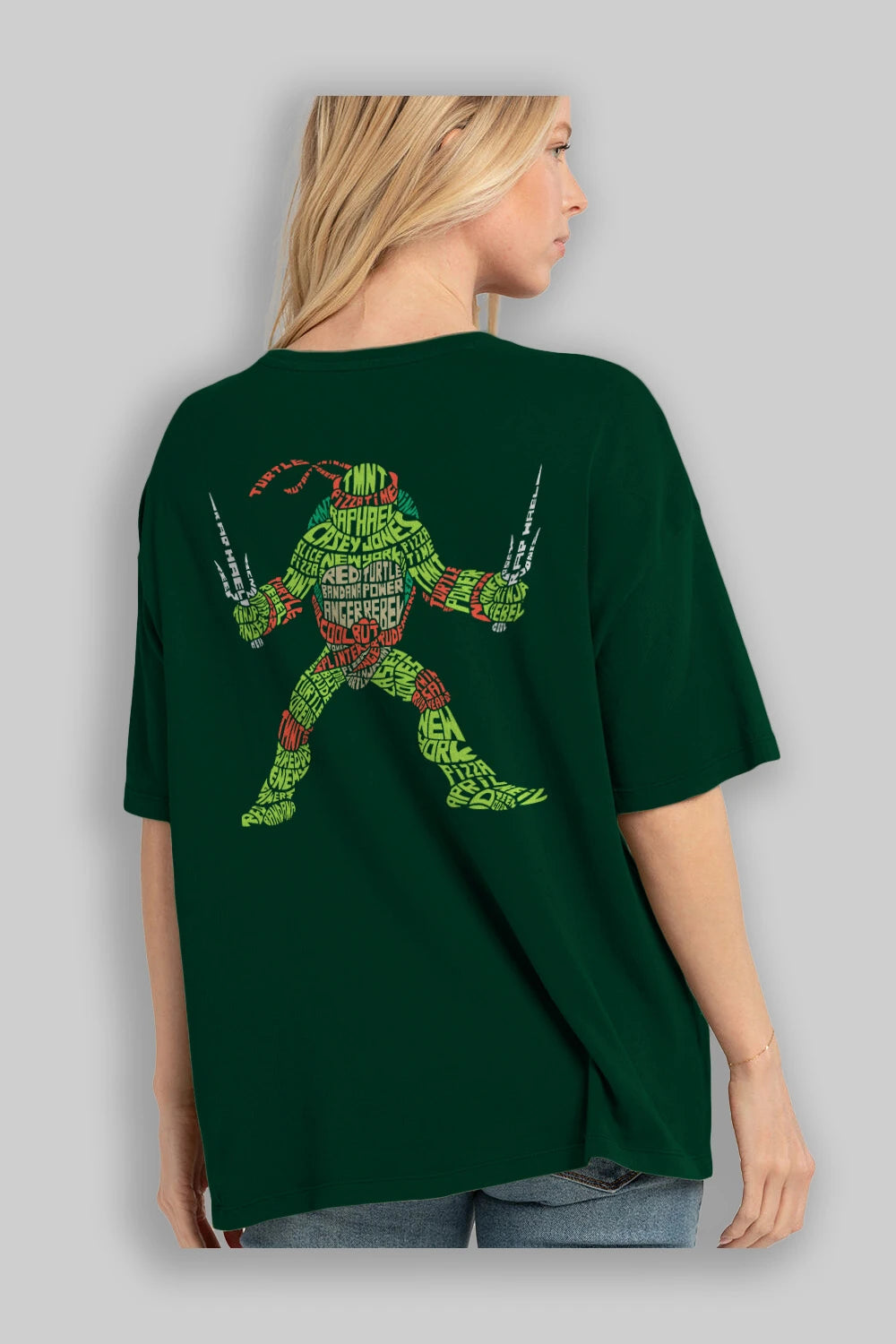 Ninja Turtle Arka Baskılı Oversize t-shirt %100 pamuk Erkek Kadın Unisex
