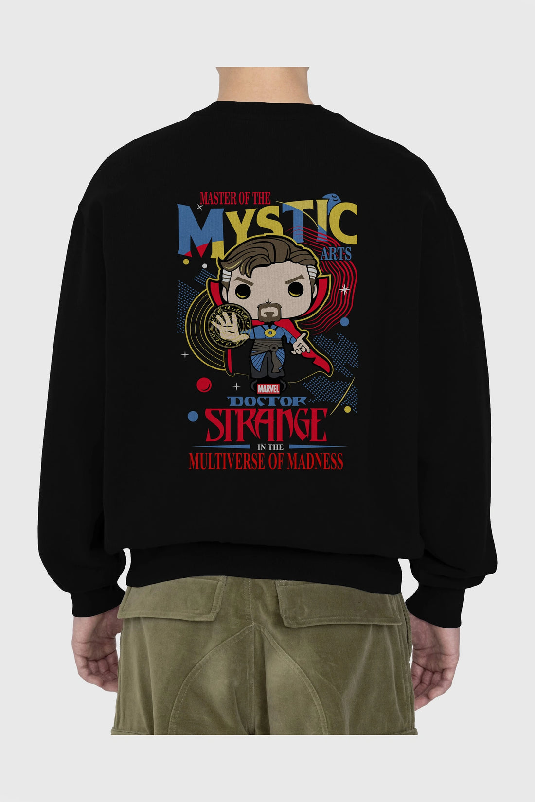 Doctor Strange Arka Baskılı Oversize Sweatshirt Erkek Kadın Unisex