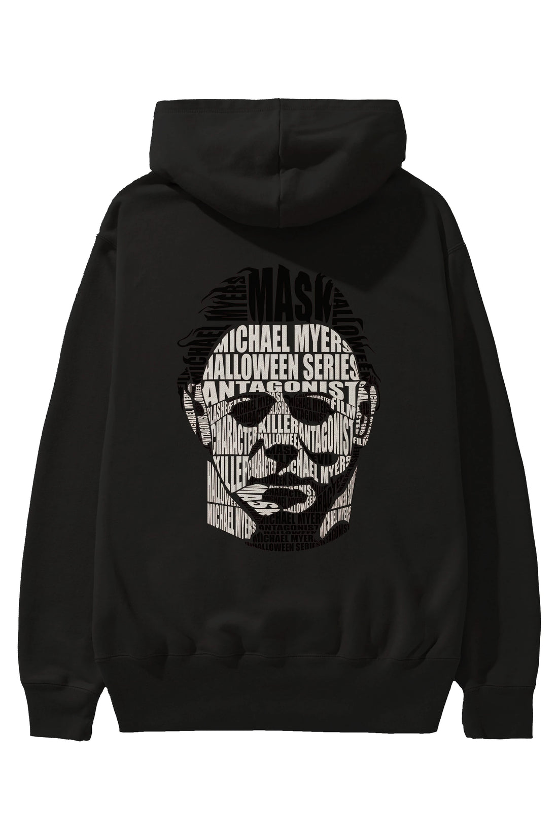 Michael Myers Calligram Arka Baskılı Hoodie Oversize Kapüşonlu Sweatshirt Erkek Kadın Unisex