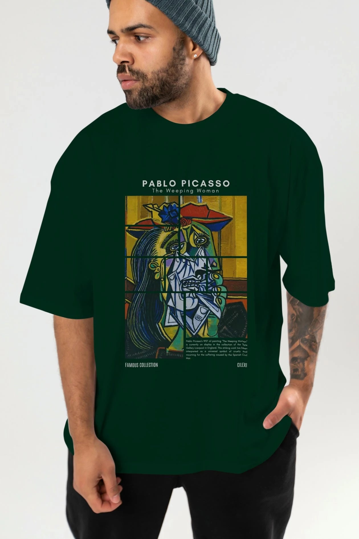 Pablo Picasso ön Baskılı Oversize t-shirt Erkek Kadın Bisiklet Yaka Pamuk tişort