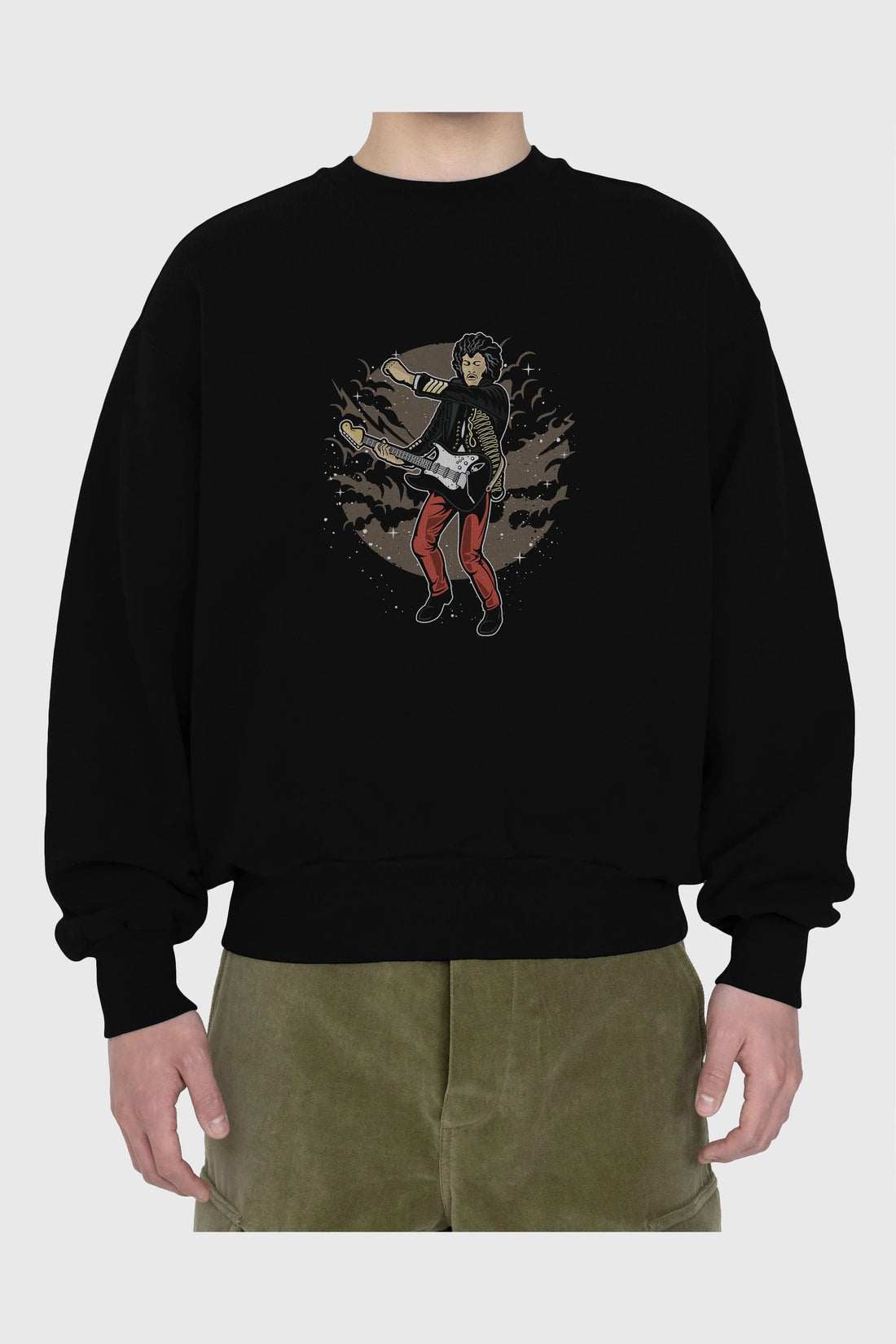 JIMMY HENDRIX Ön Baskılı Oversize Sweatshirt Erkek Kadın Unisex