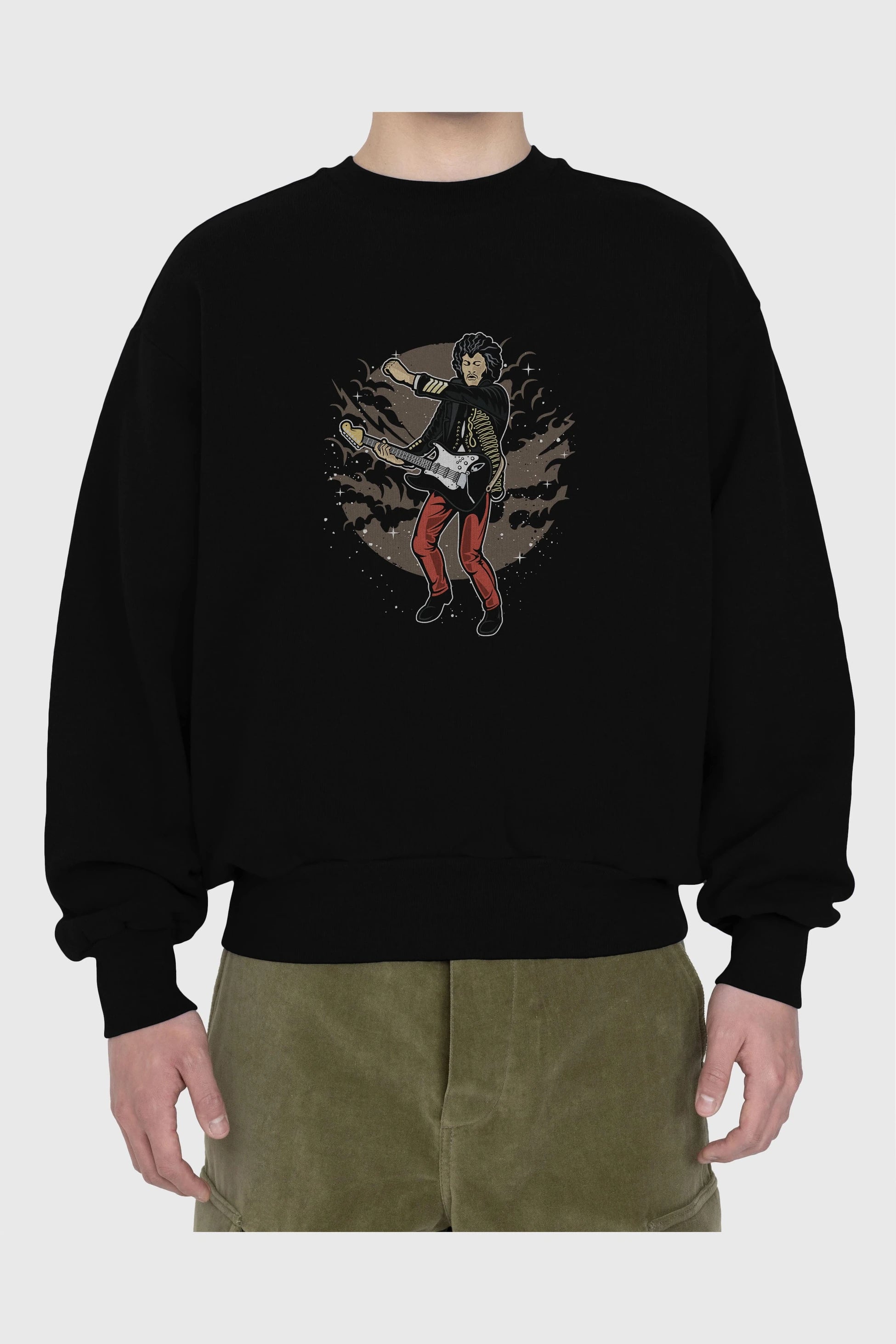 JIMMY HENDRIX Ön Baskılı Oversize Sweatshirt Erkek Kadın Unisex