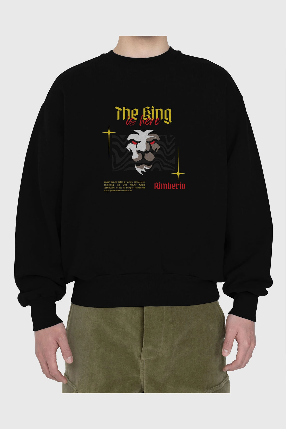 The King is Here Yazılı Ön Baskılı Oversize Sweatshirt Erkek Kadın Unisex