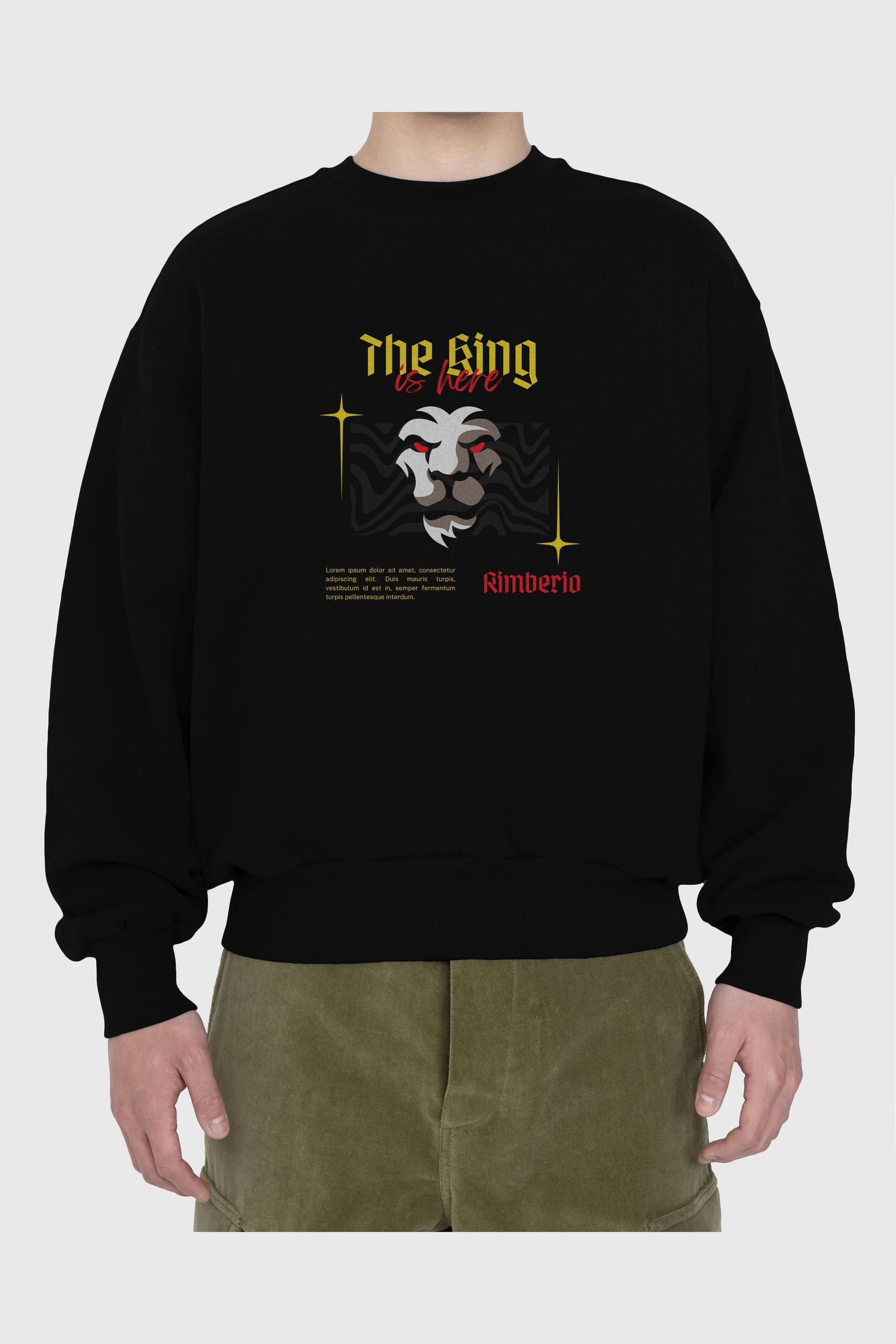 The King is Here Yazılı Ön Baskılı Oversize Sweatshirt Erkek Kadın Unisex