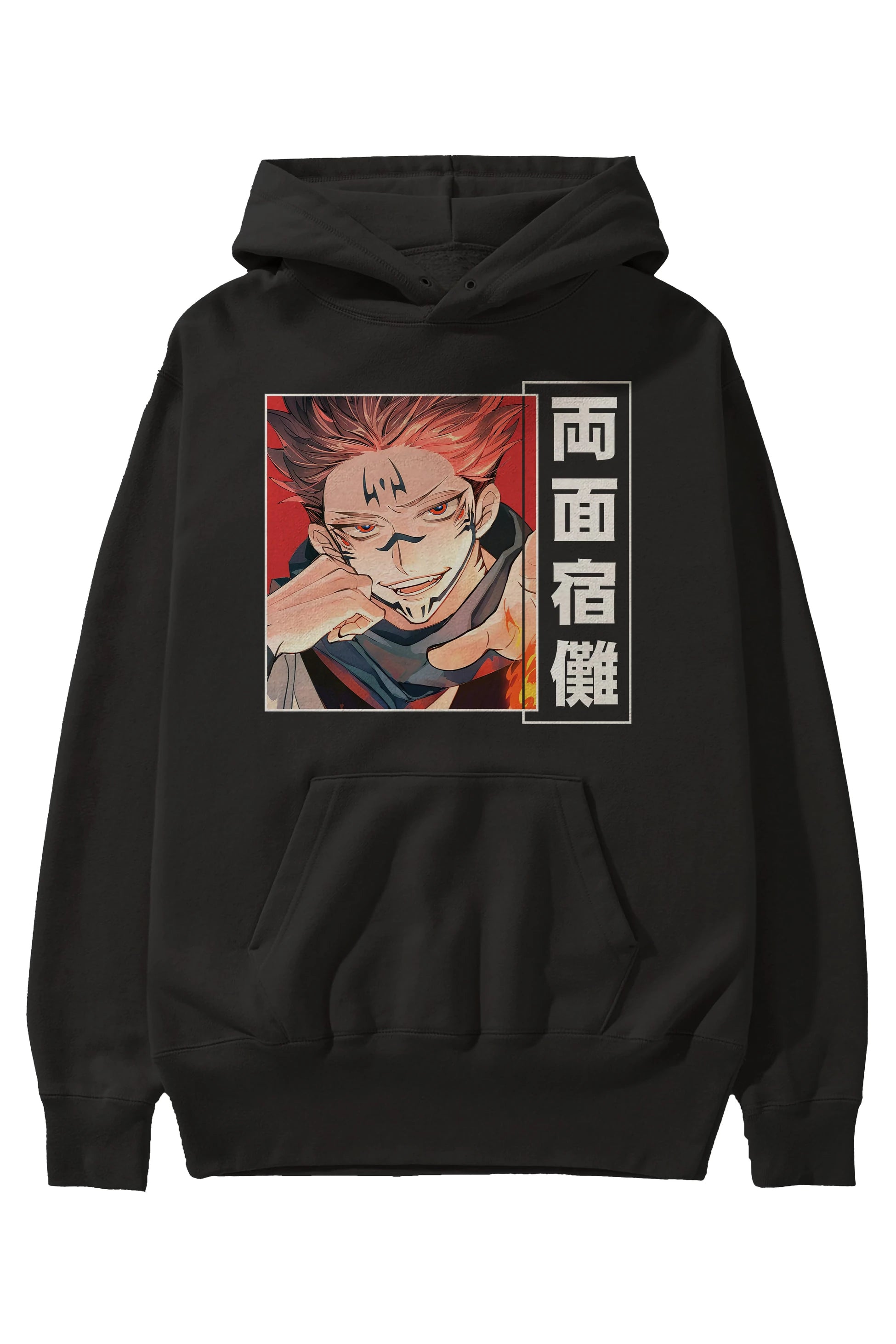 Sukuna Ryoumen 4 Anime Ön Baskılı Hoodie Oversize Kapüşonlu Sweatshirt Erkek Kadın Unisex