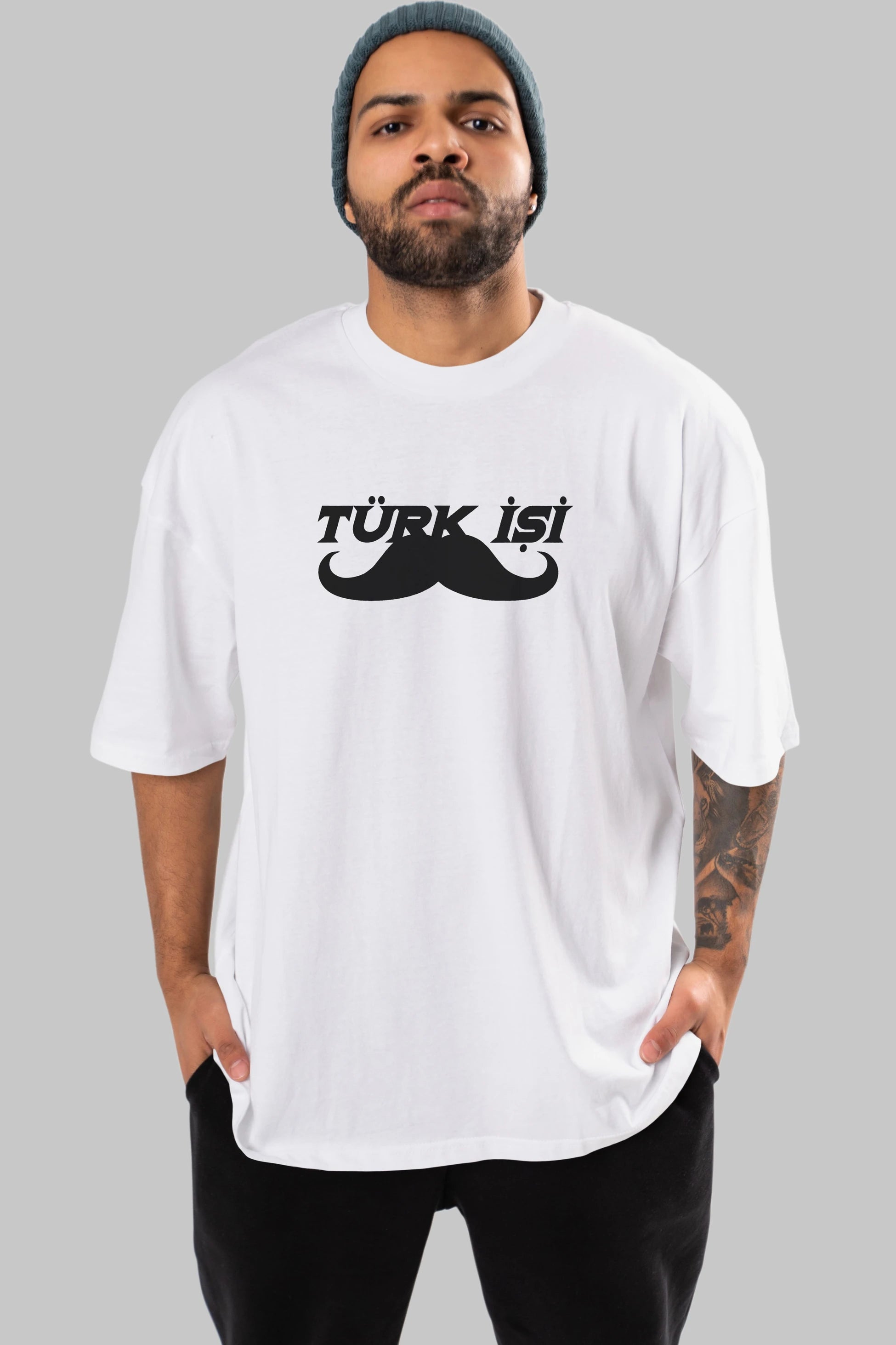 Türk İşi Ön Baskılı Oversize t-shirt %100 pamuk Erkek Kadın Unisex