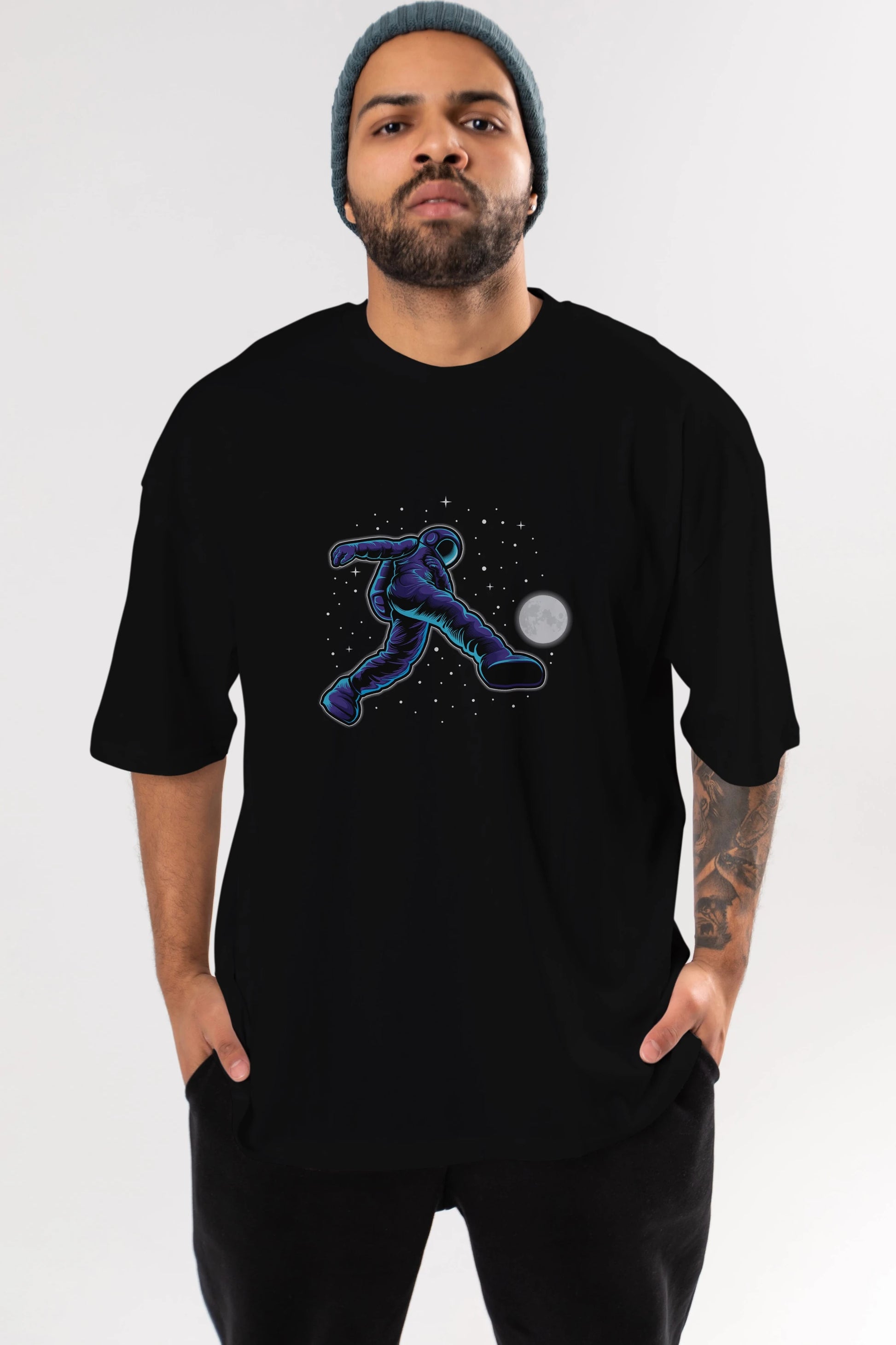 Astroball in Space Ön Baskılı Oversize t-shirt Erkek Kadın Unisex