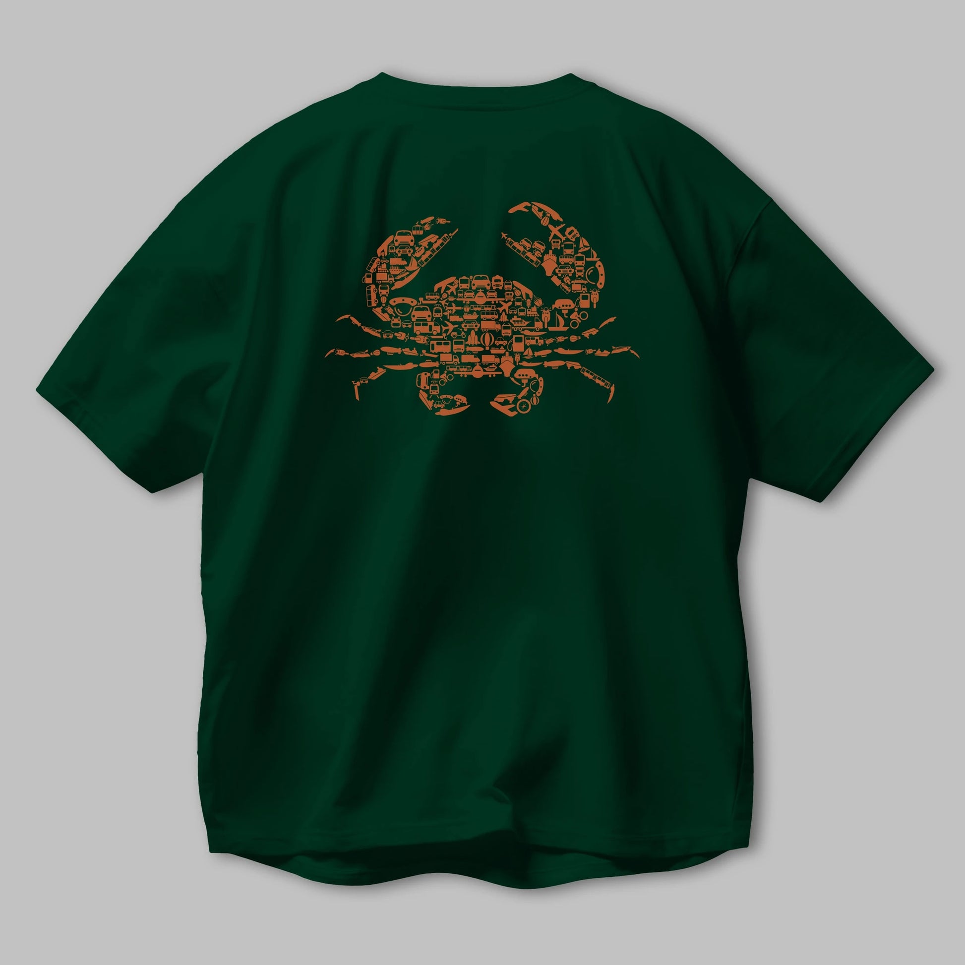 Crab Arka Baskılı Oversize t-shirt %100 pamuk Erkek Kadın Unisex