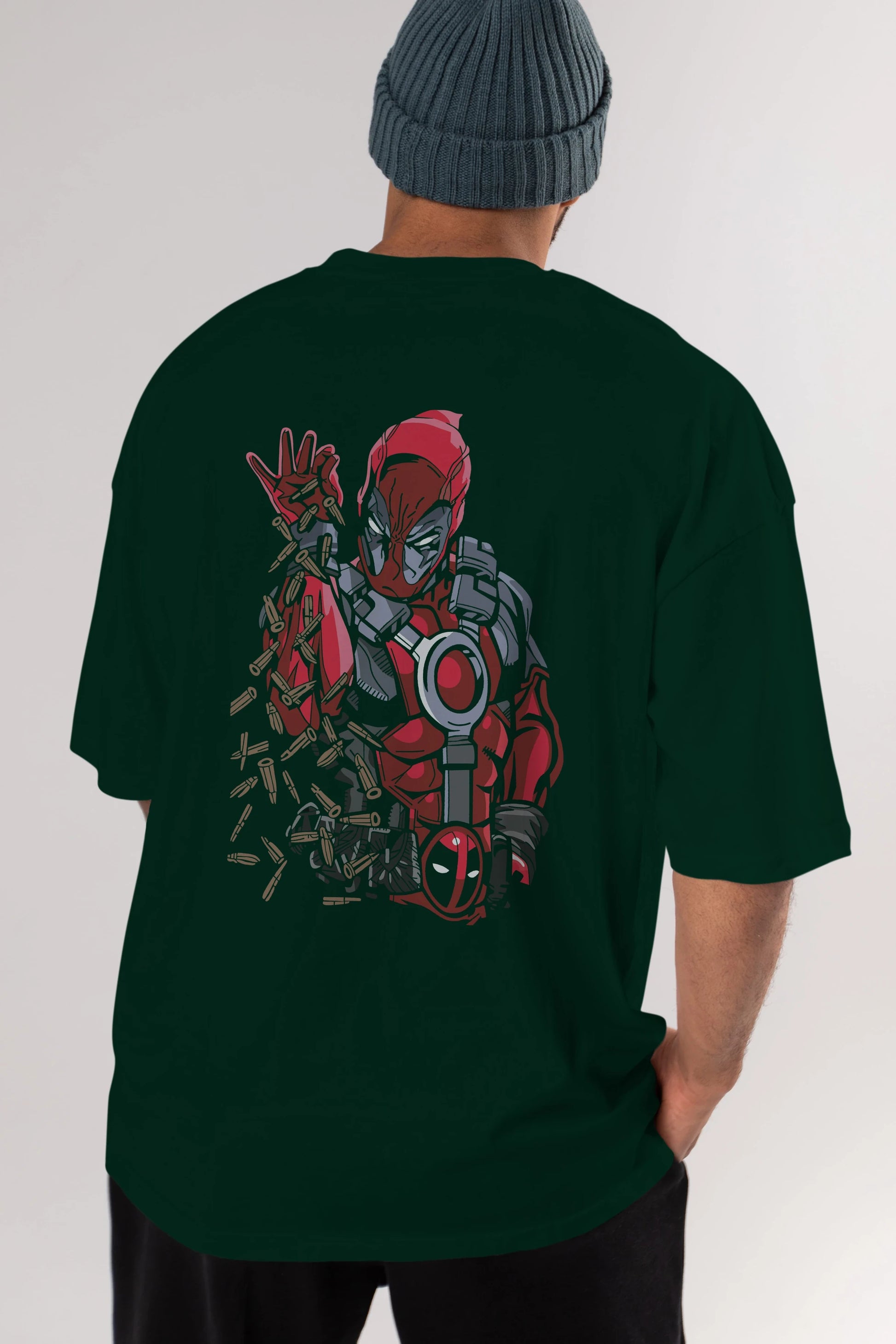 Deadpool (2) Arka Baskılı Oversize t-shirt Erkek Kadın Unisex %100 Pamuk Bisiklet Yaka tişort