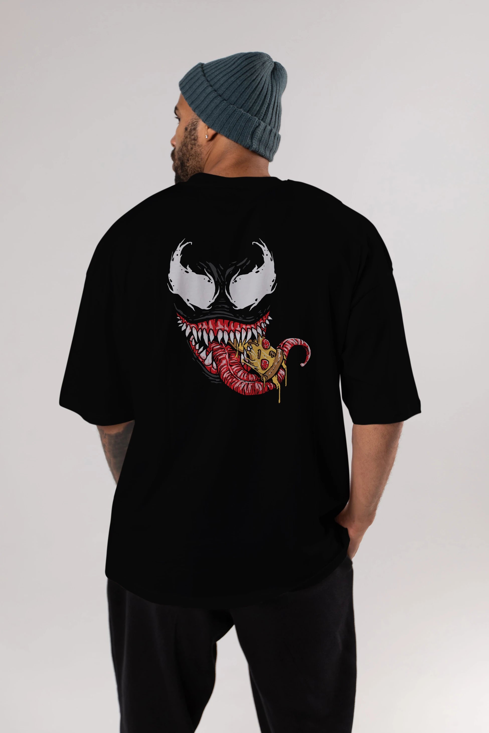 Venom (1) Arka Baskılı Oversize t-shirt Erkek Kadın Unisex %100 Pamuk Bisiklet Yaka tişort