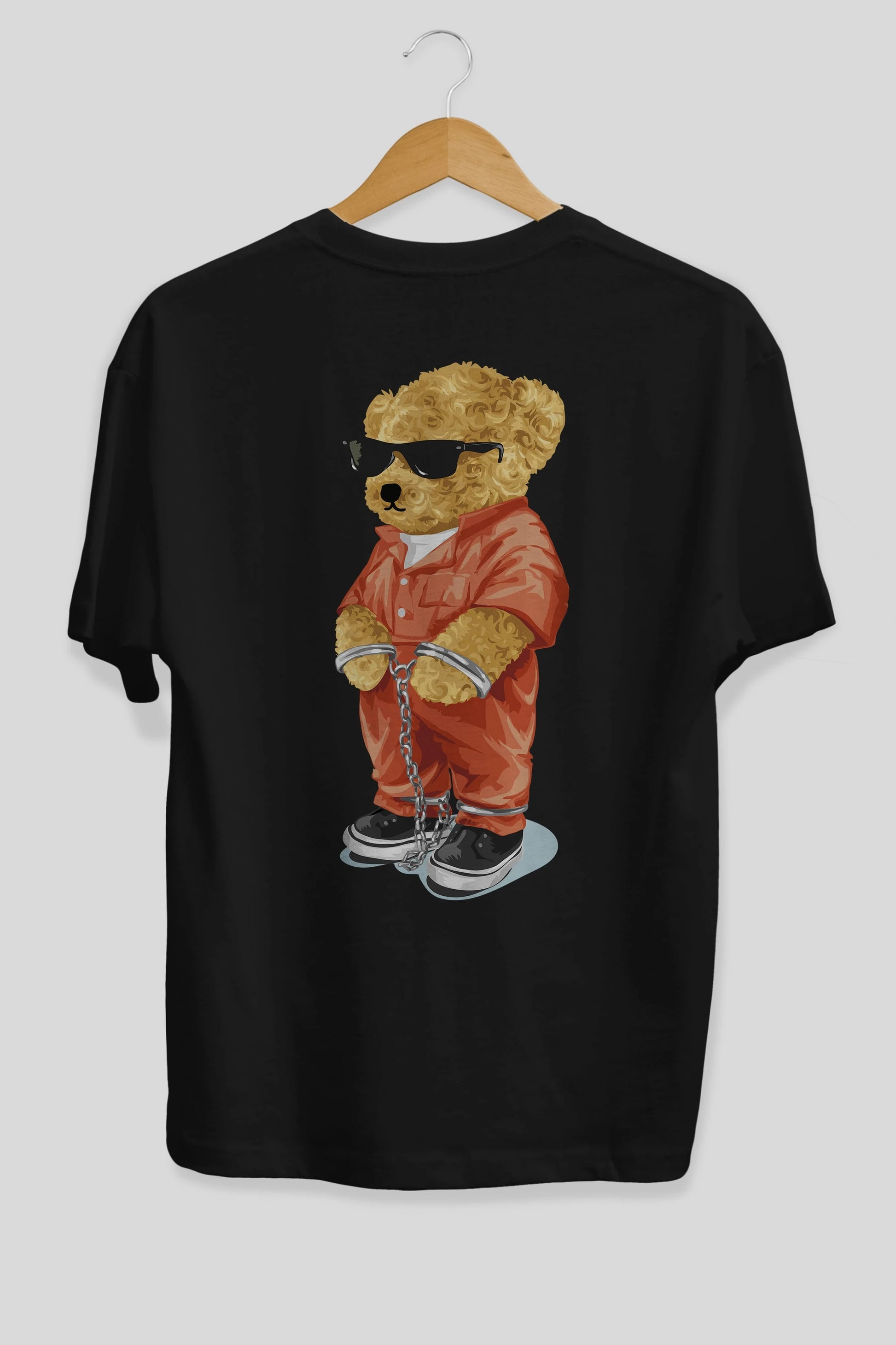 Teddy Bear Kodes Arka Baskılı Oversize t-shirt Erkek Kadın Unisex %100 Pamuk