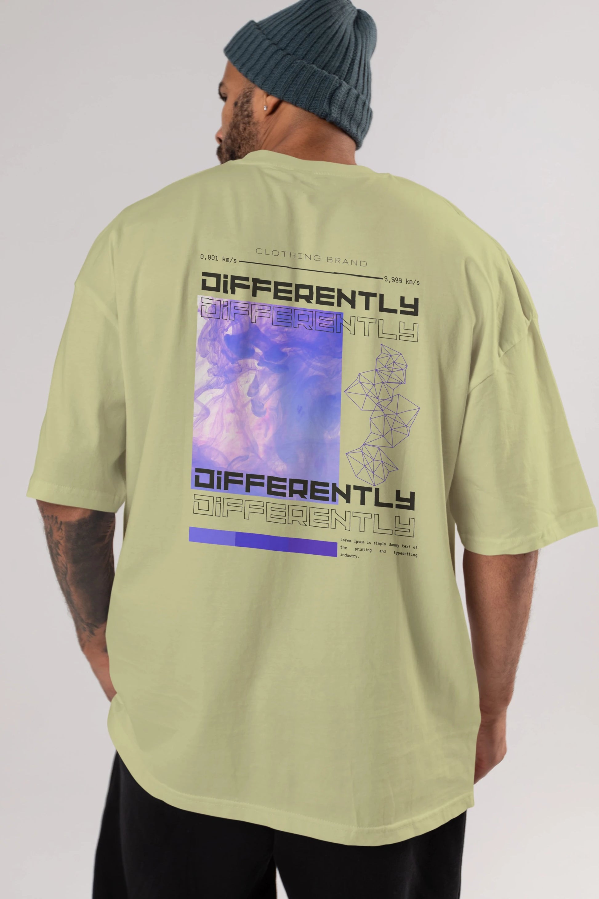 Differently Yazılı Arka Baskılı Oversize t-shirt Erkek Kadın Unisex