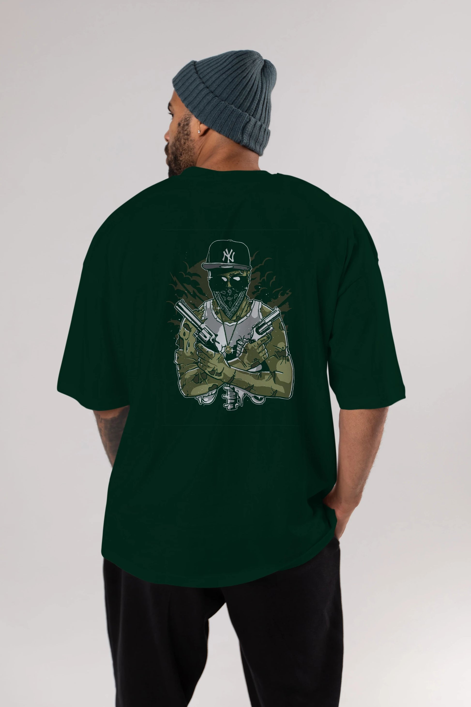 Gangsta Zombie Arka Baskılı Oversize t-shirt Erkek Kadın Unisex %100 Pamuk