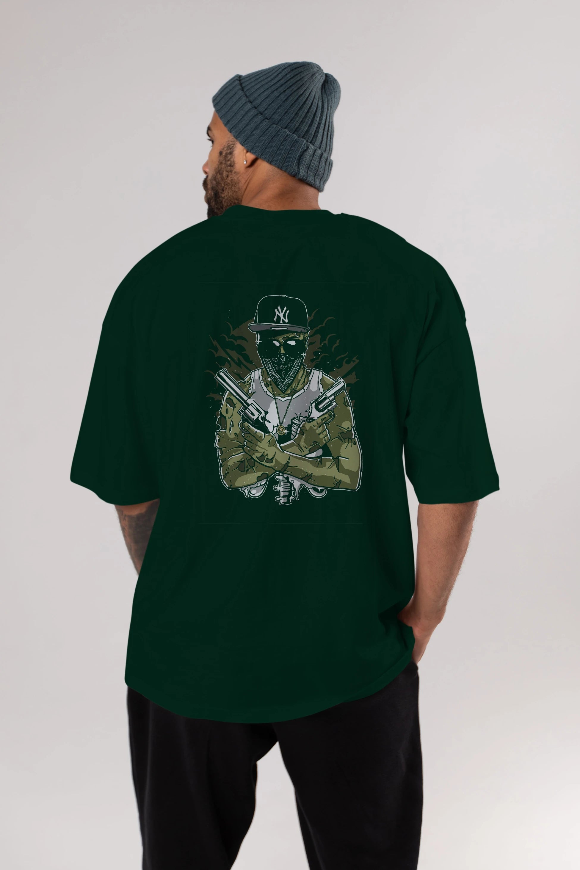 Gangsta Zombie Arka Baskılı Oversize t-shirt Erkek Kadın Unisex %100 Pamuk