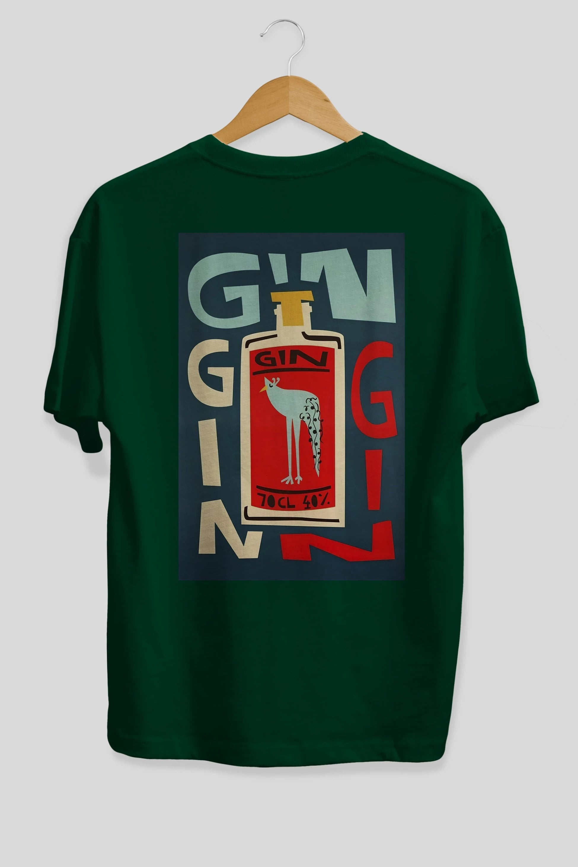Gin 2 Arka Baskılı Oversize t-shirt Erkek Kadın Unisex %100 Pamuk Bisiklet Yaka tişort