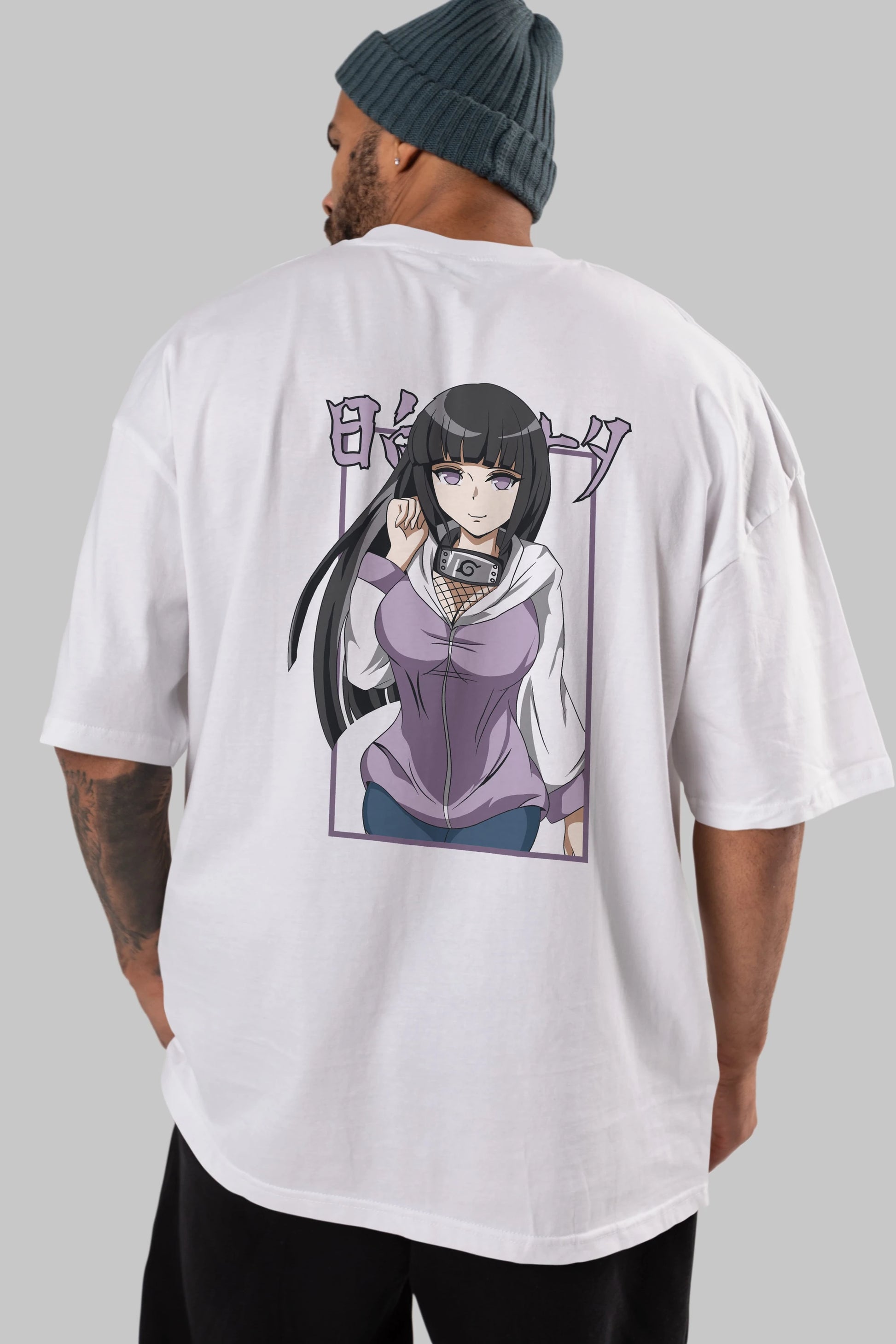 Hinata NARUTO Anime Arka Baskılı Oversize t-shirt Erkek Kadın Unisex