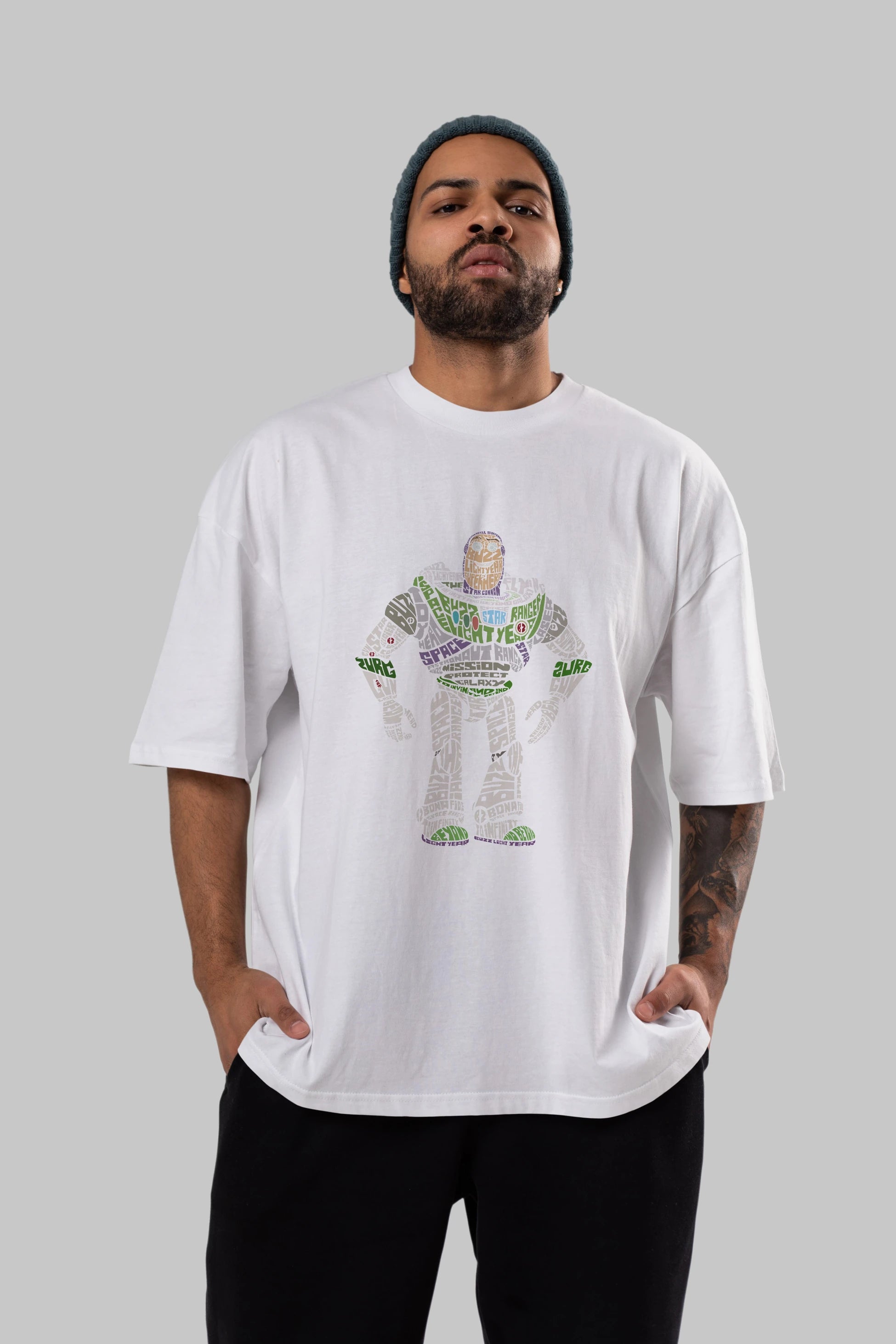 Buzz Ön Baskılı Oversize t-shirt %100 pamuk Erkek Kadın Unisex