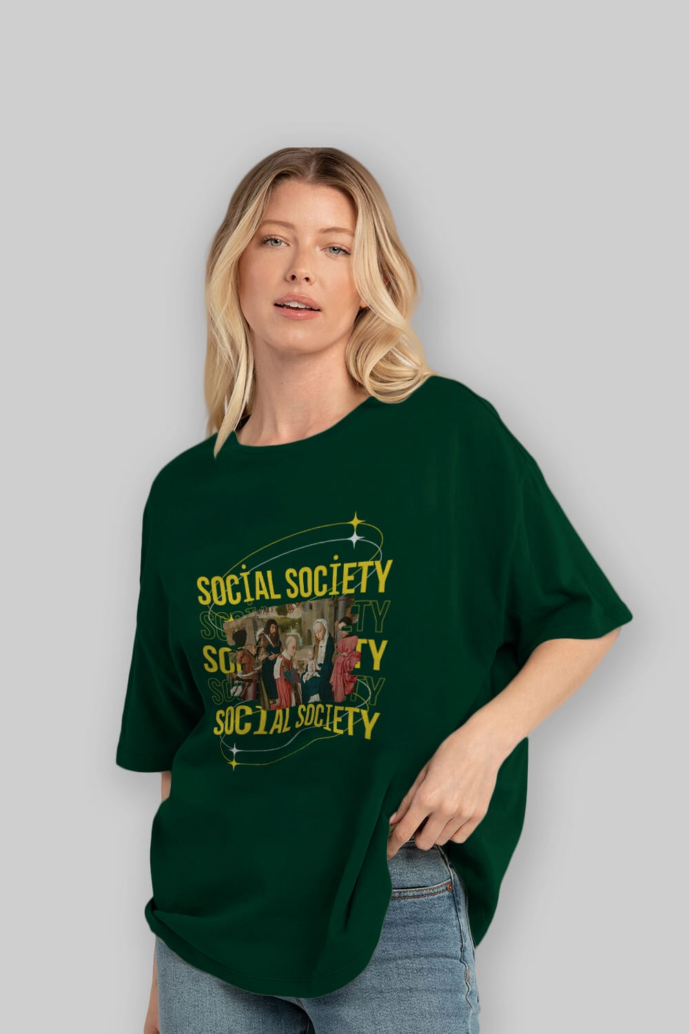 Social Society Yazılı Ön Baskılı Oversize t-shirt Erkek Kadın Unisex