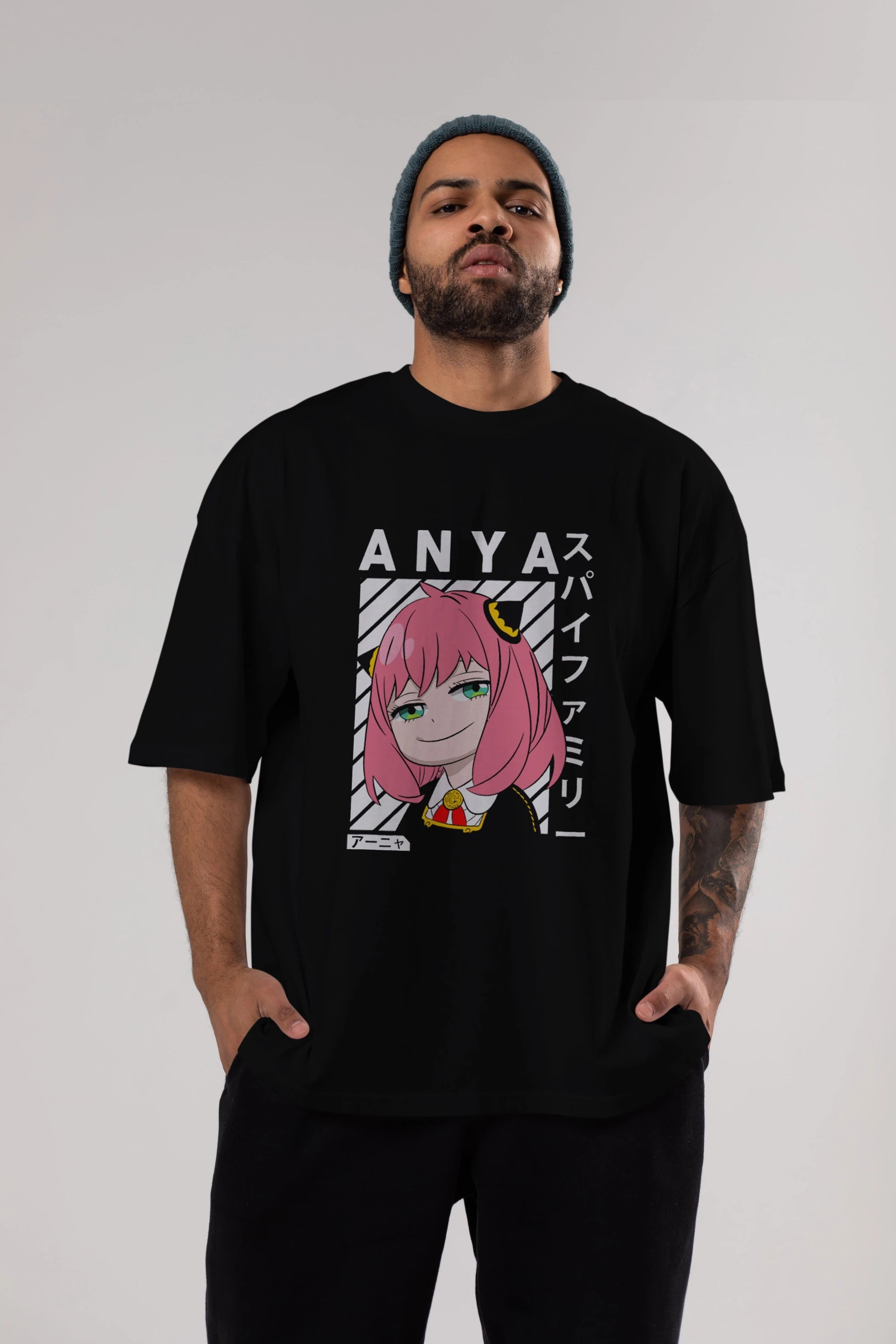 Anya SPYX FAMILY Anime Ön Baskılı Oversize t-shirt %100 pamuk Erkek Kadın Unisex
