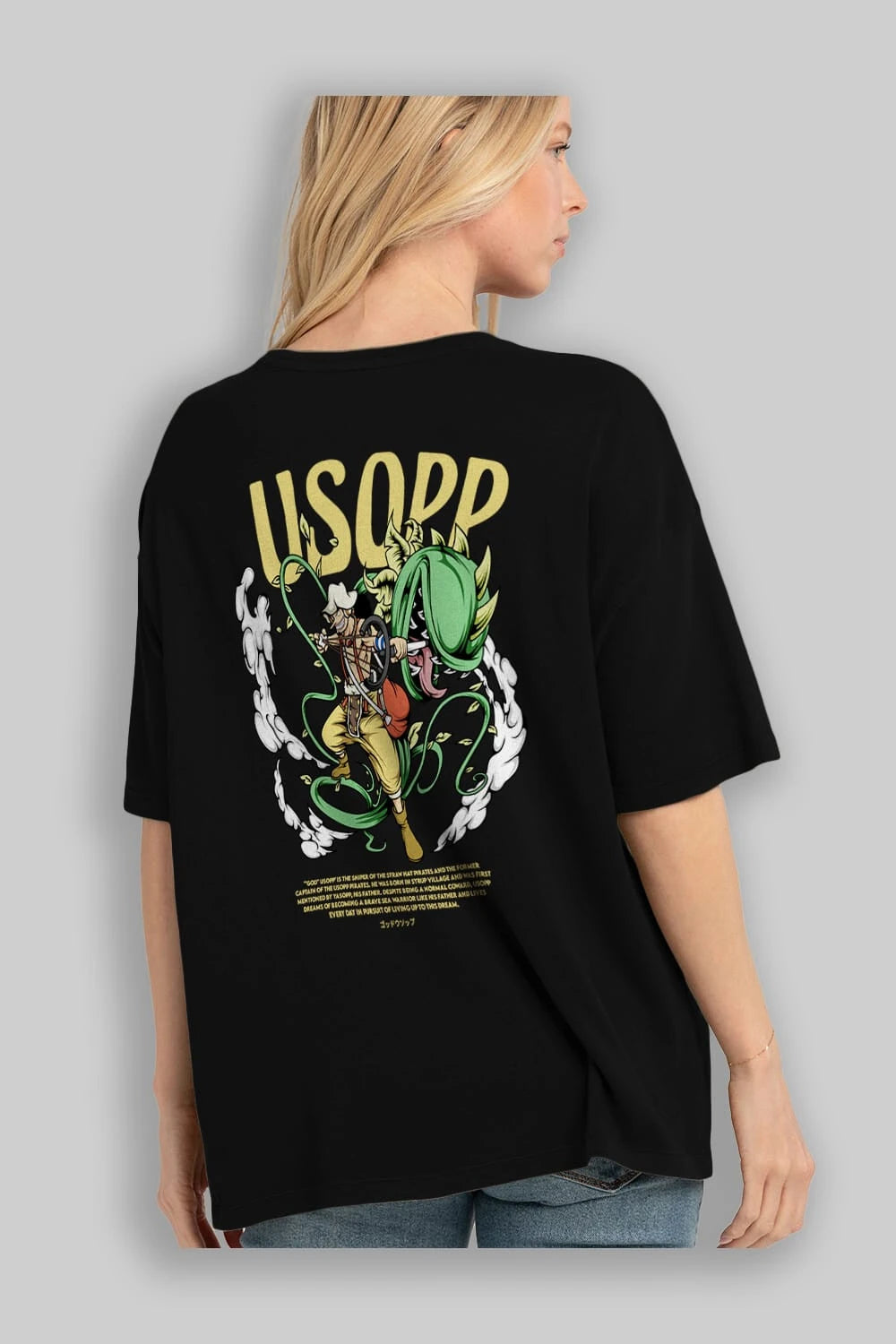 Usopp Anime Arka Baskılı Oversize t-shirt Erkek Kadın Unisex