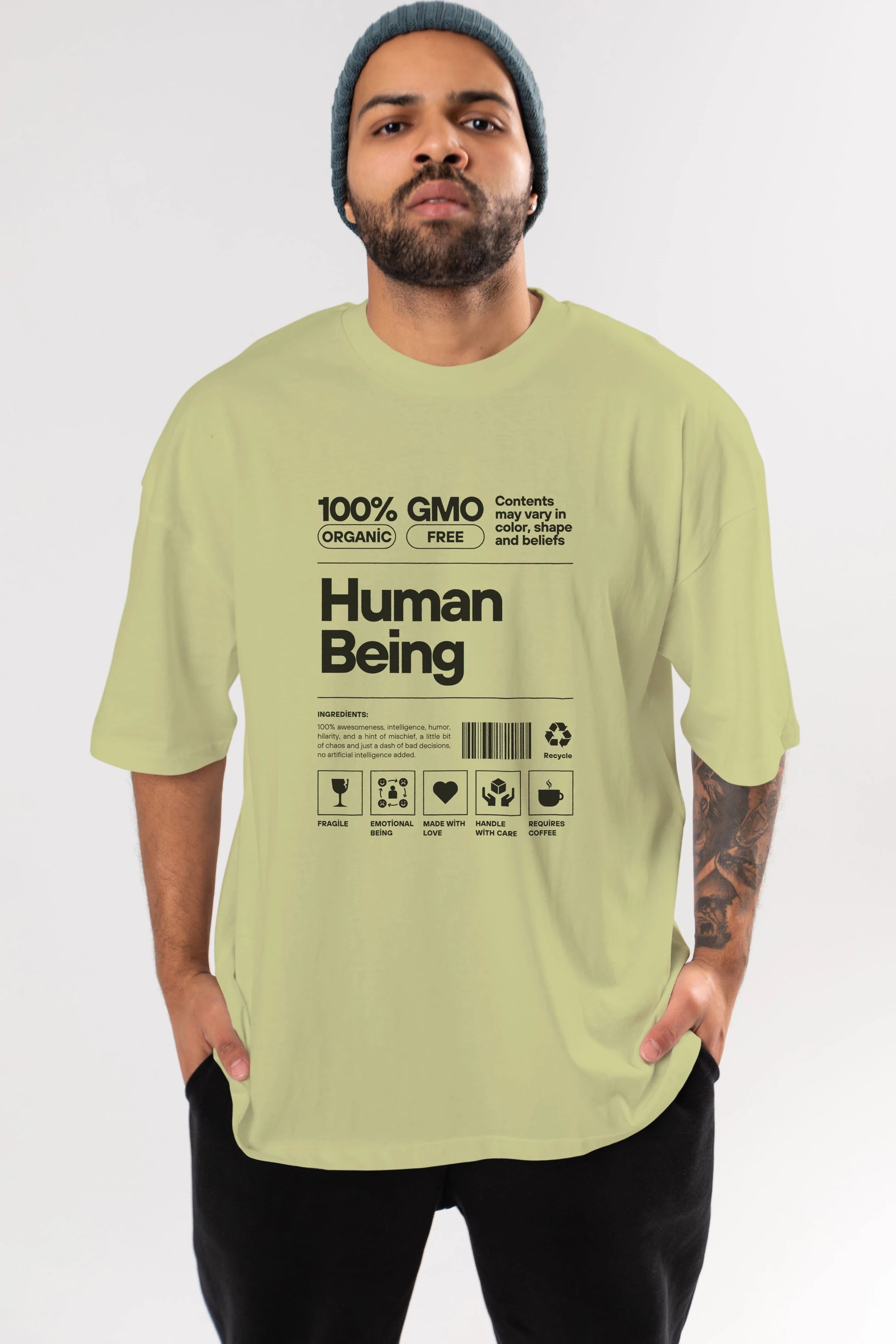 Human Being Ön Baskılı Oversize t-shirt Erkek Kadın Unisex