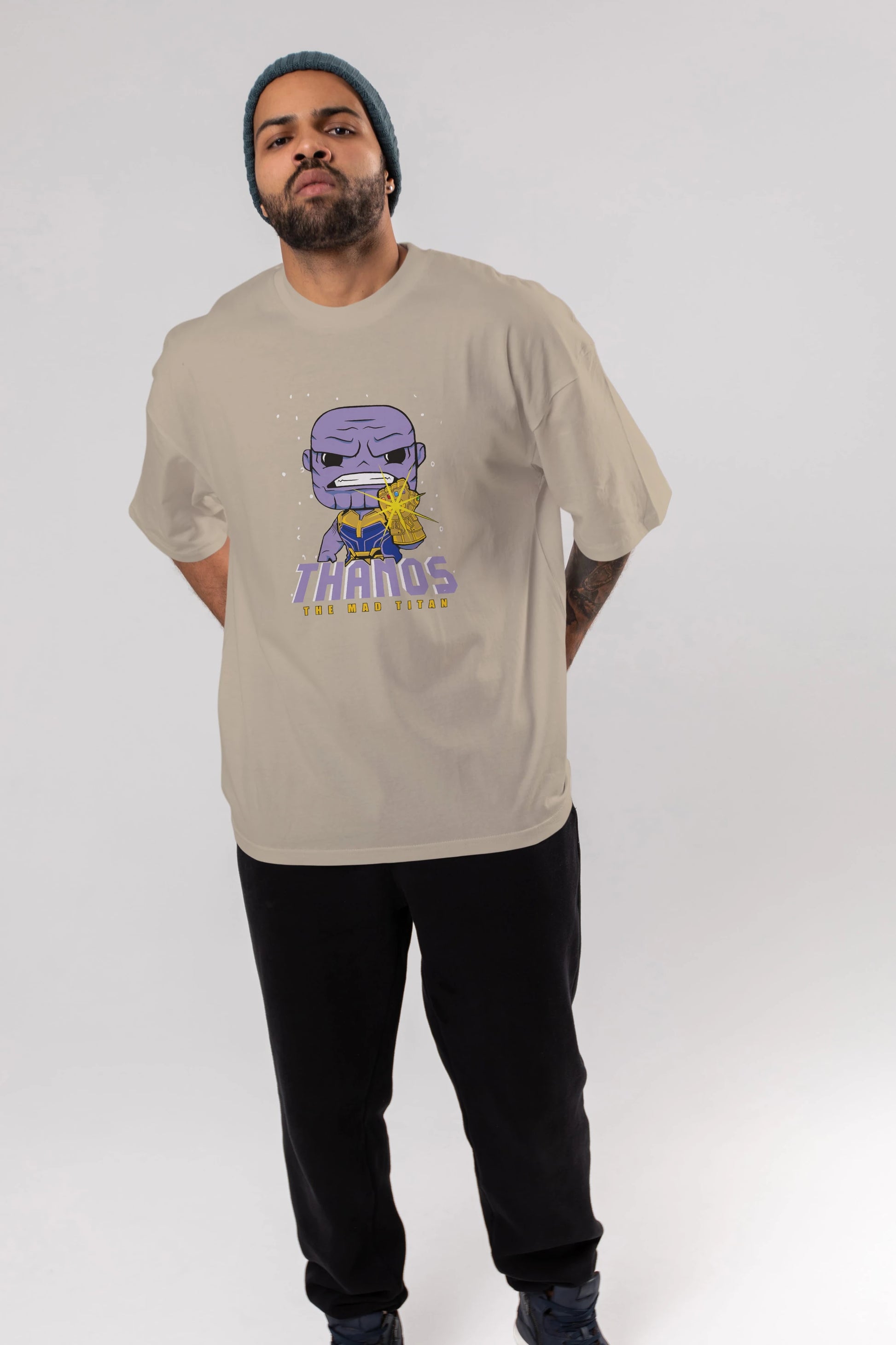Thanos (1) Ön Baskılı Oversize t-shirt Erkek Kadın Unisex %100 Pamuk Bisiklet Yaka tişort