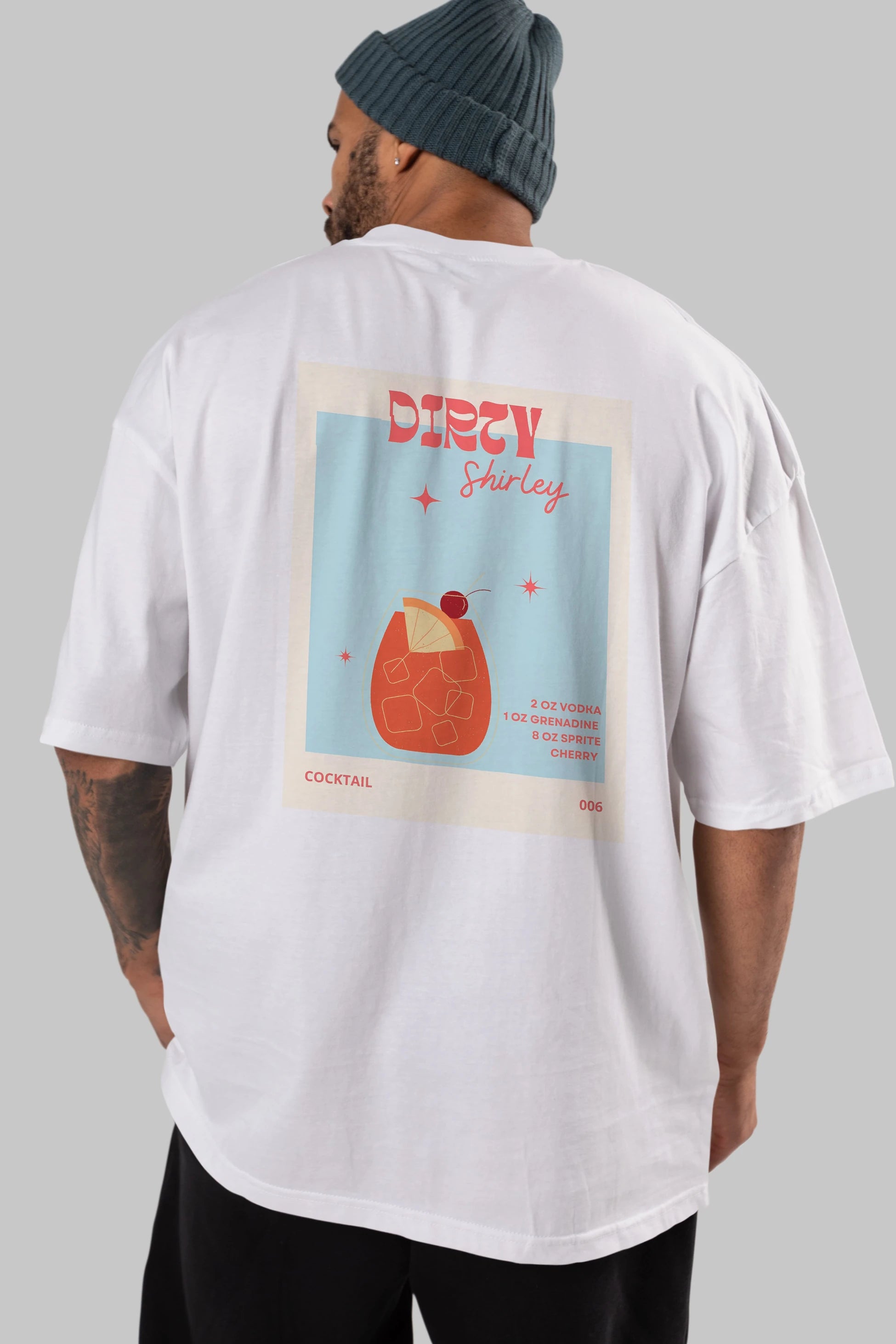 Dirty Shirley Arka Baskılı Oversize t-shirt Erkek Kadın Unisex %100 Pamuk Bisiklet Yaka tişort